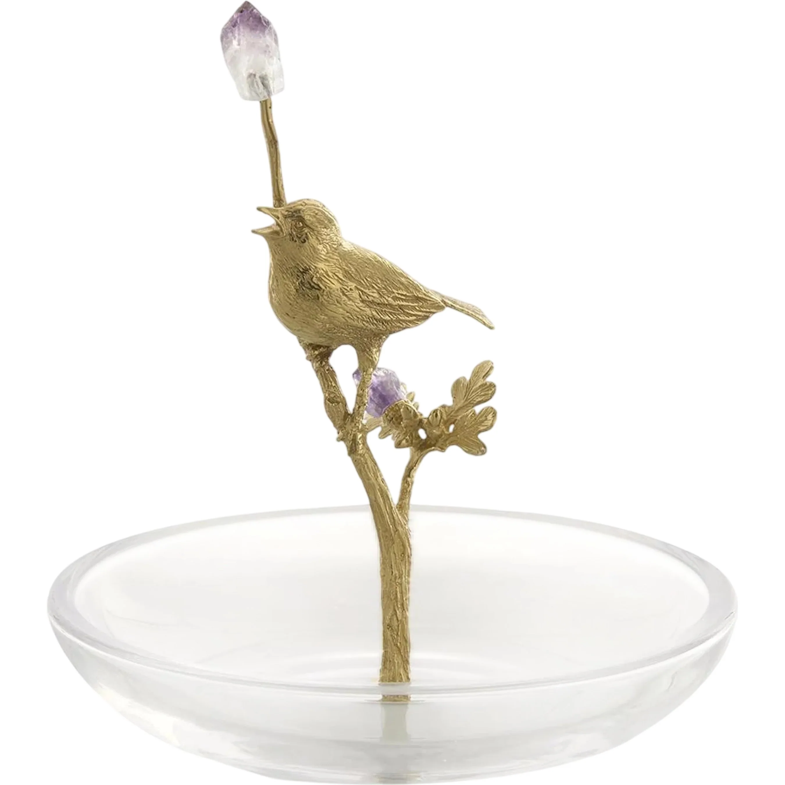 Brass Bird Sculpture on Glass