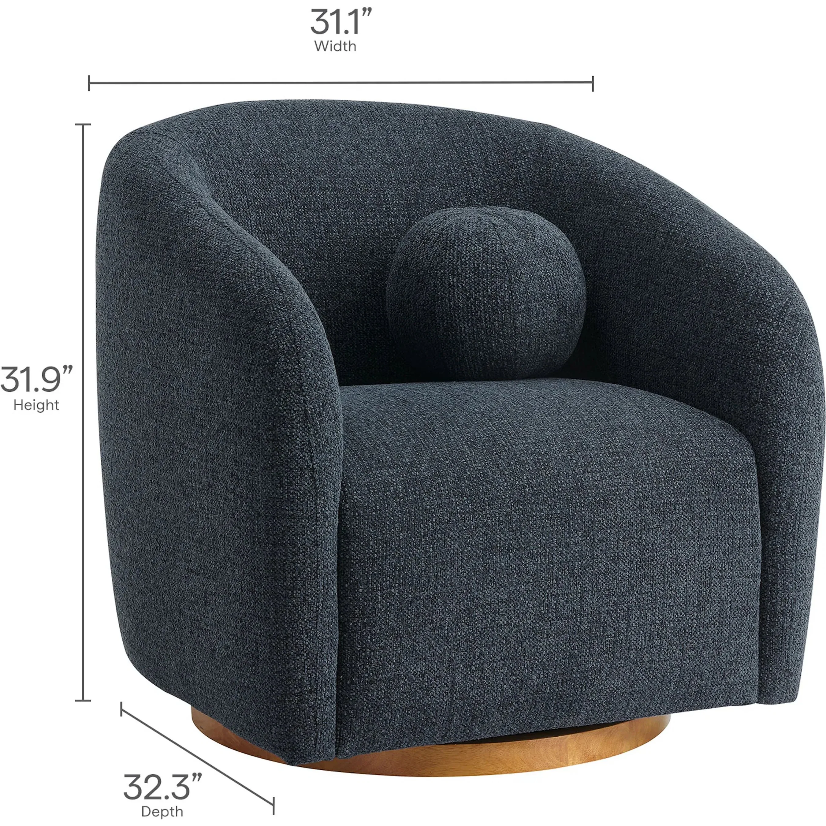 Breathitt Swivel Chenille Armchair - Image 11