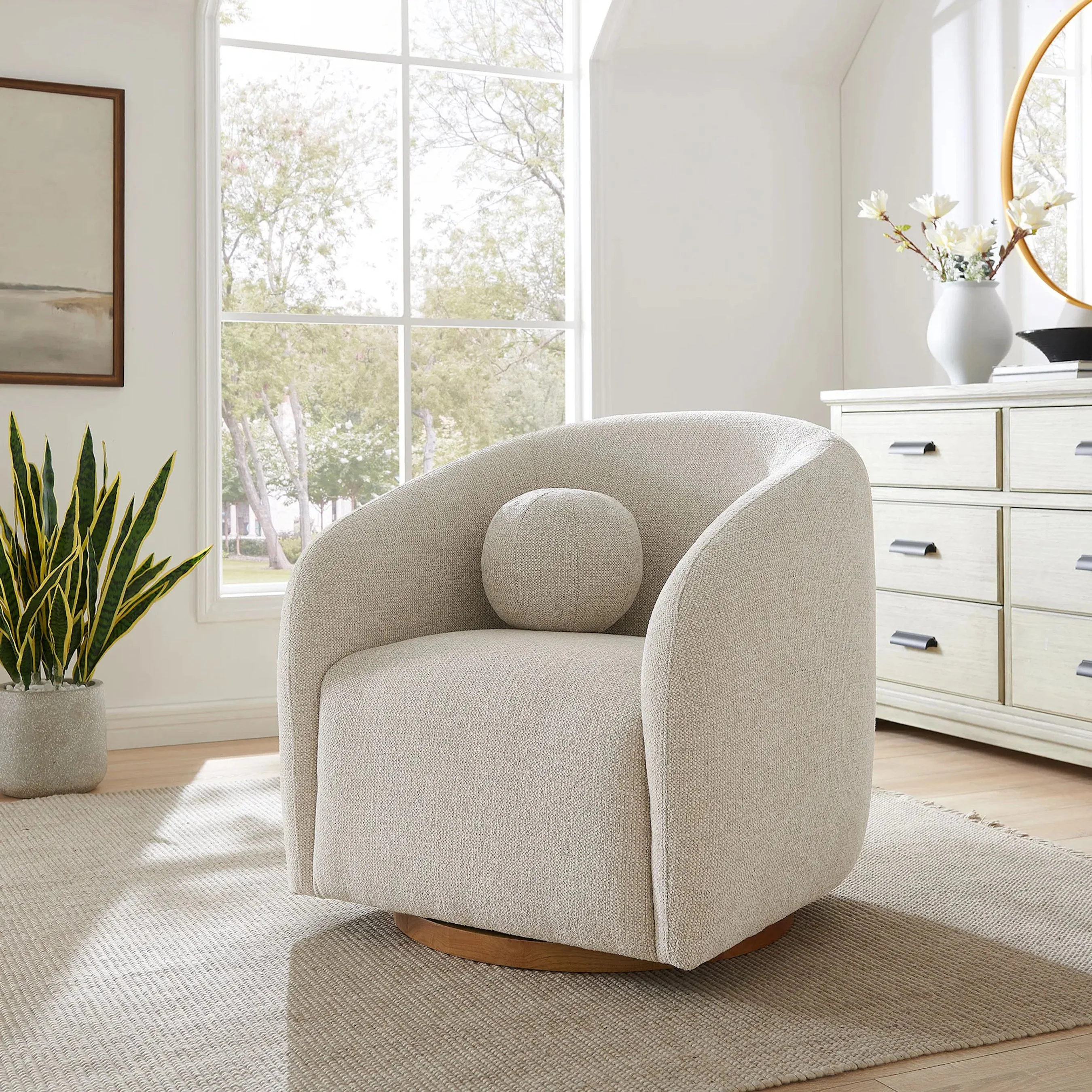 Breathitt Swivel Chenille Armchair - Image 25