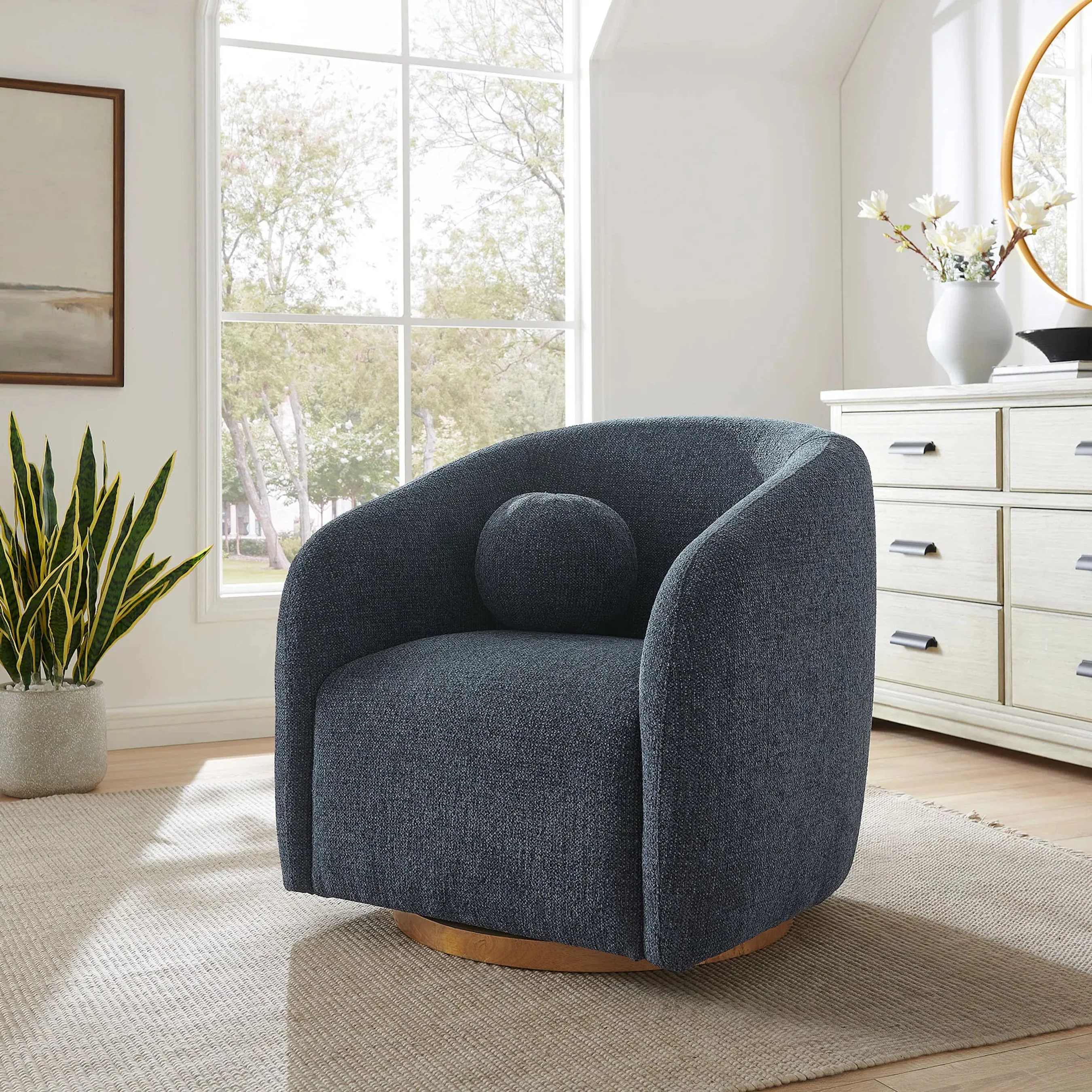 Breathitt Swivel Chenille Armchair - Image 26