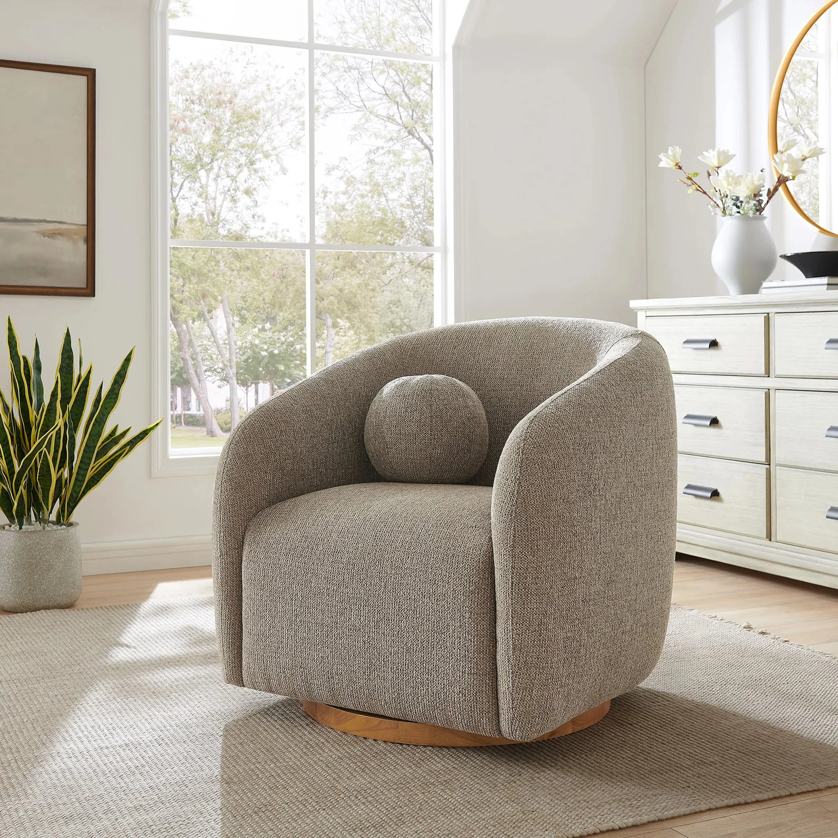 Breathitt Swivel Chenille Armchair - Image 27