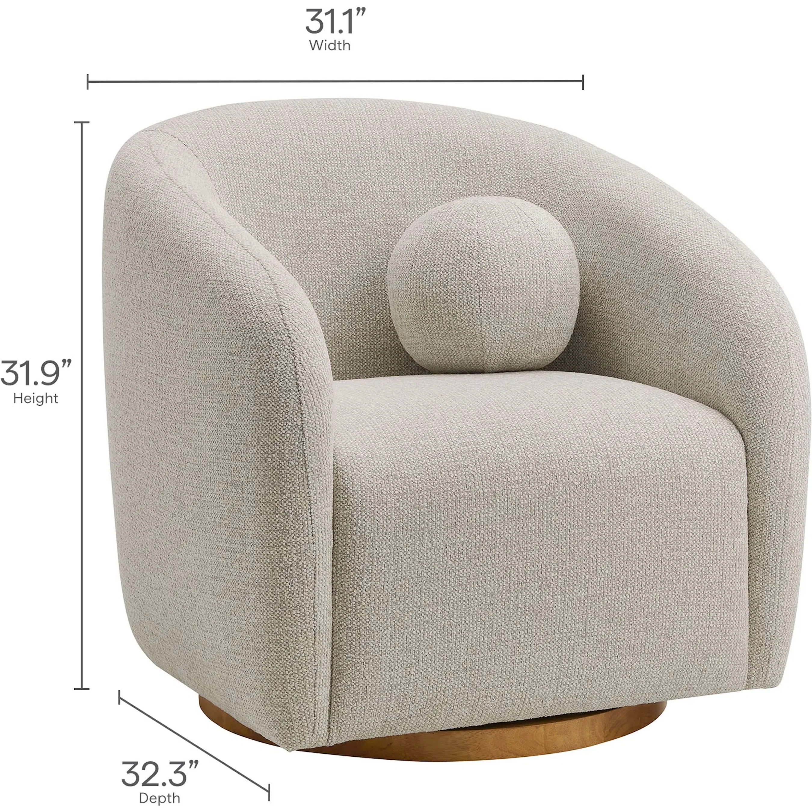 Breathitt Swivel Chenille Armchair - Image 5