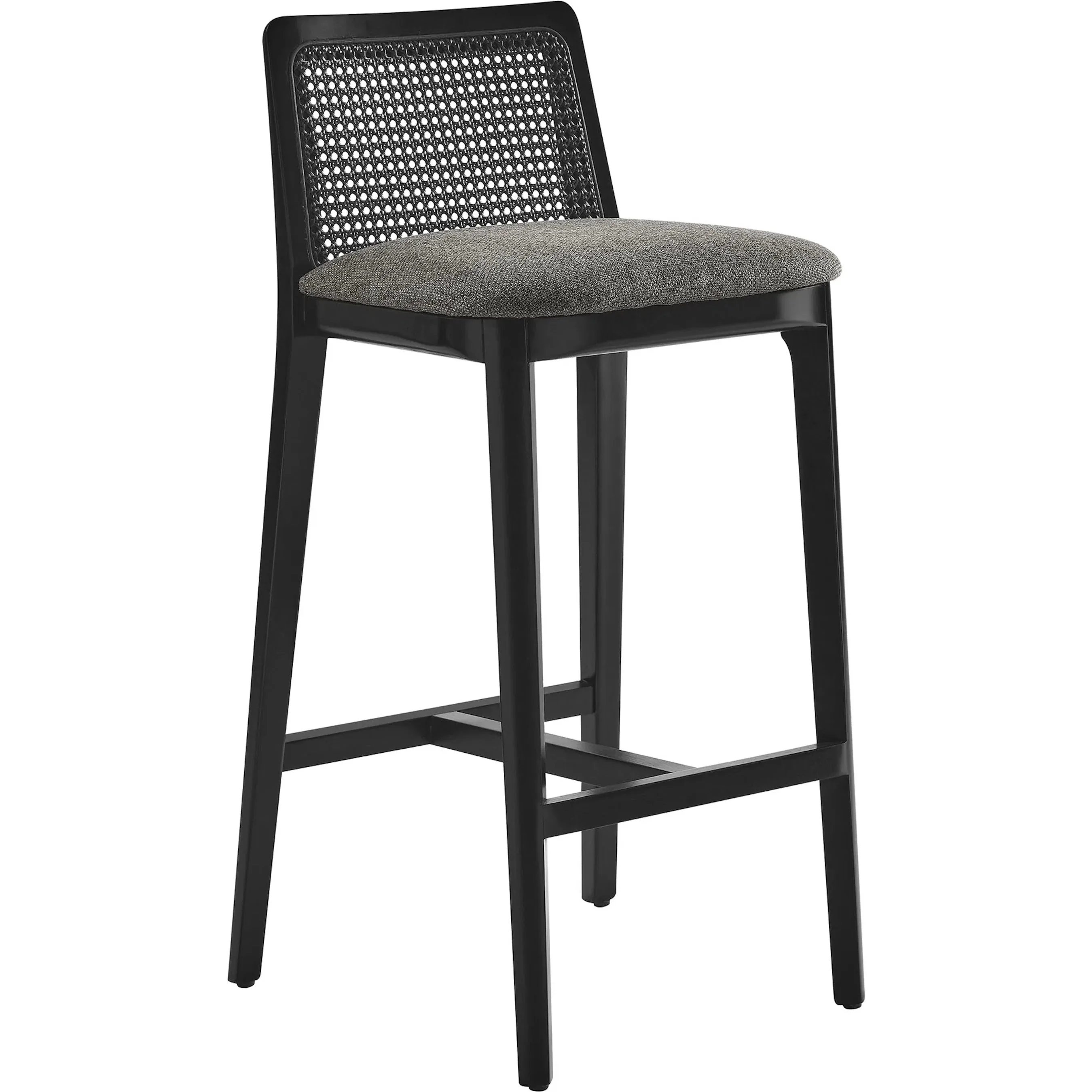 Bremer Wood and Rattan Bar Stool - Image 2