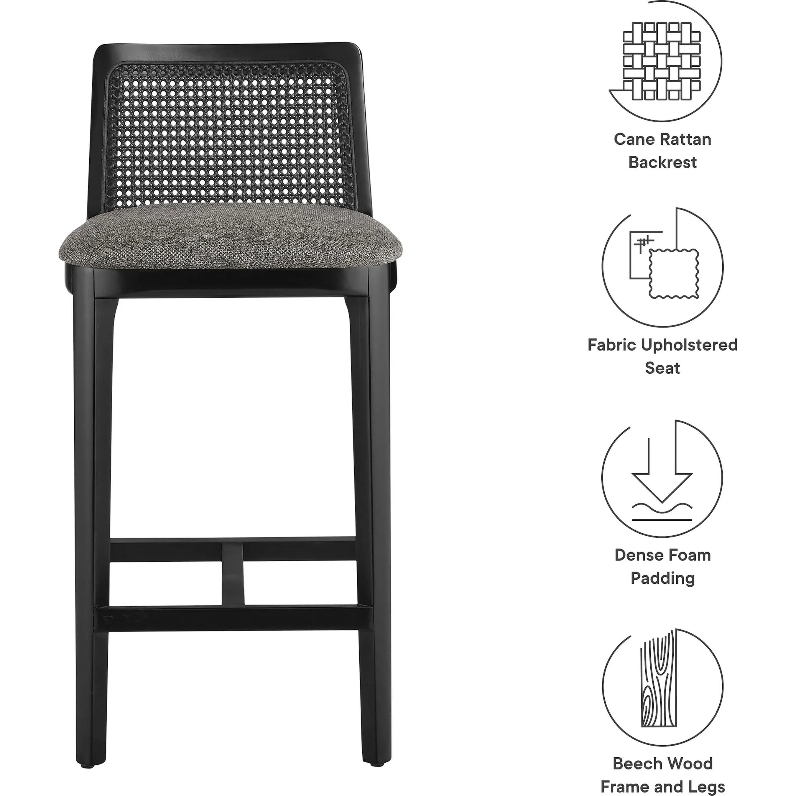 Bremer Wood and Rattan Counter Stool - Image 2