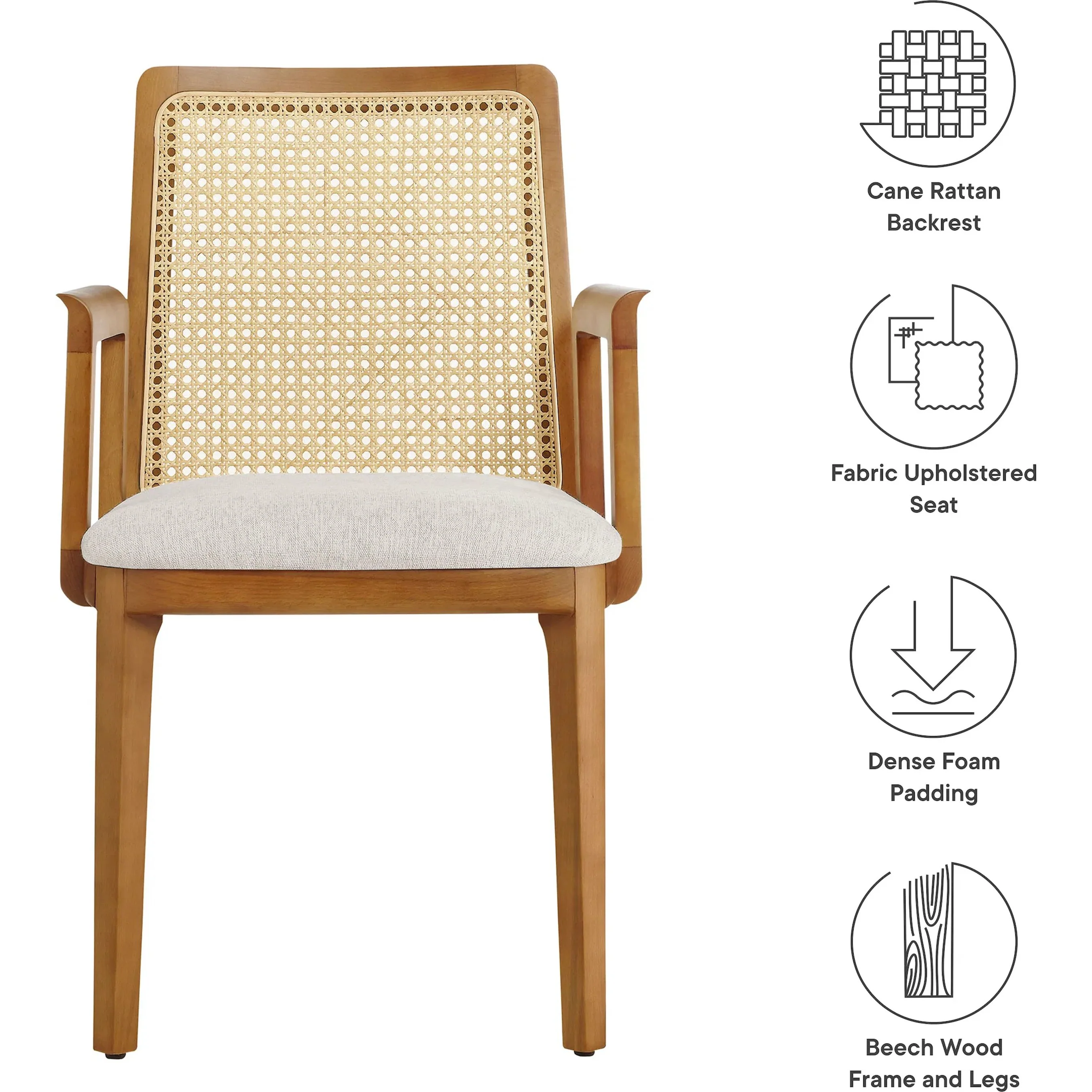 Bremer Wood and Rattan Dining Armchair - Image 26