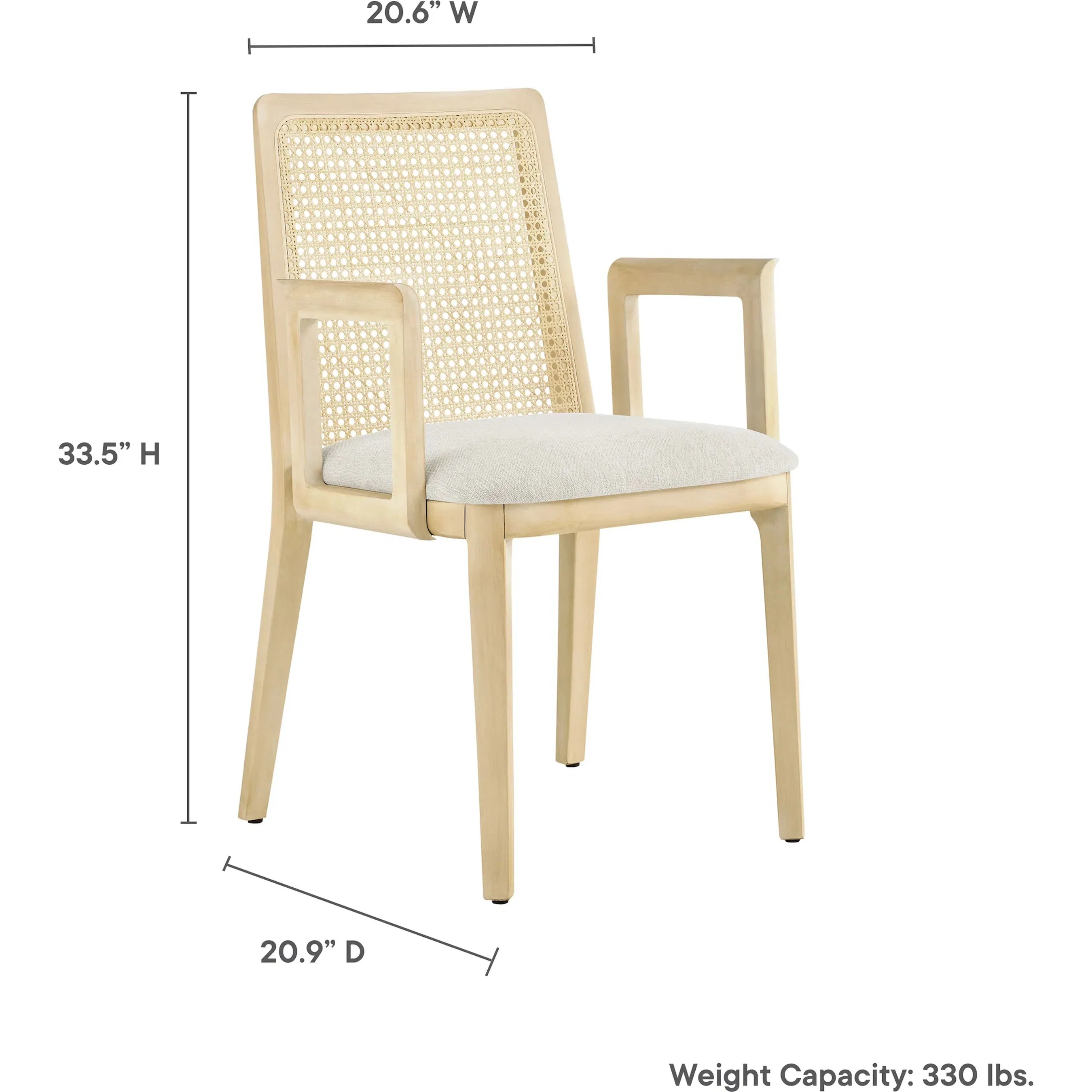 Bremer Wood and Rattan Dining Armchair - Image 7