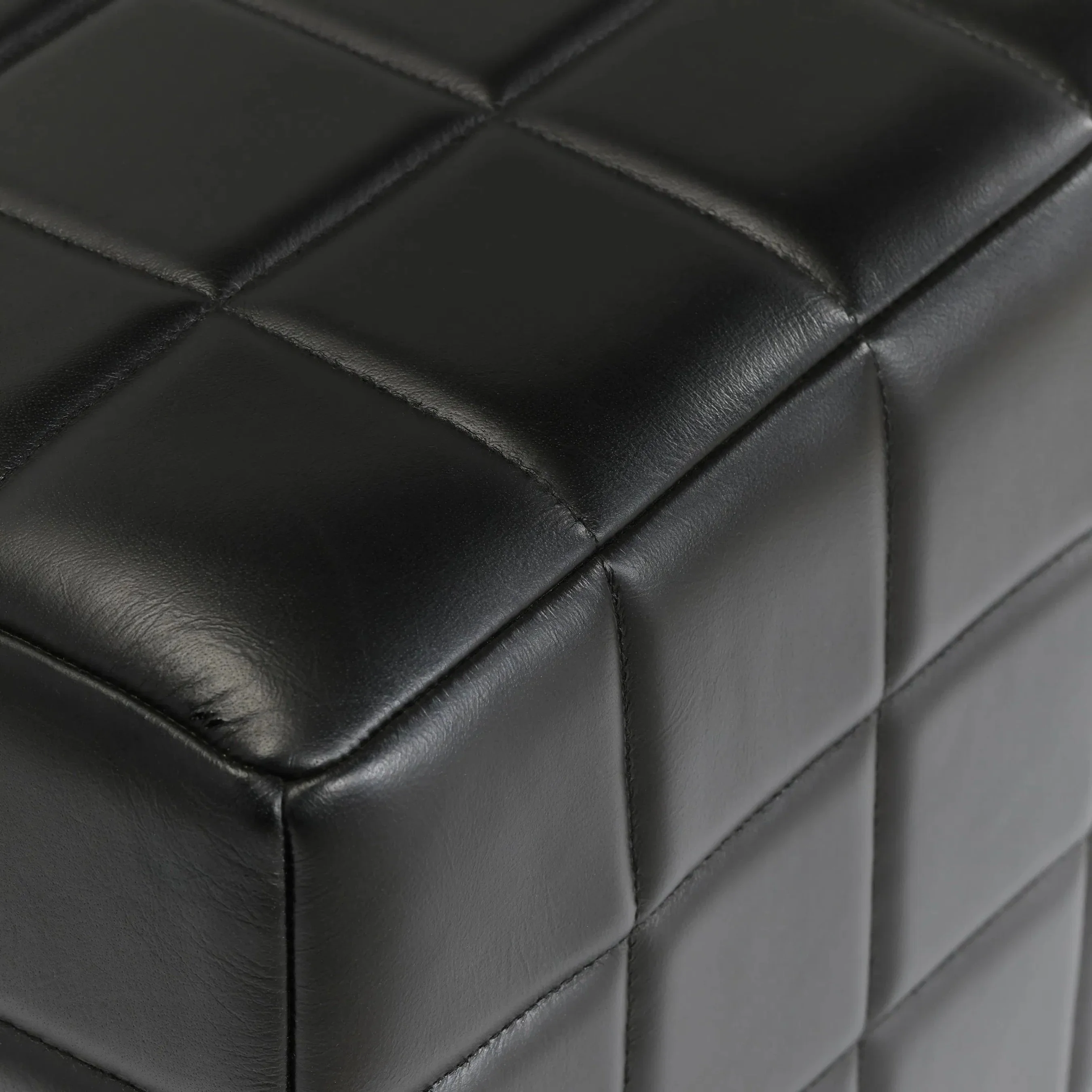 Briar 18" Square Tufted Leather Ottoman - Image 3