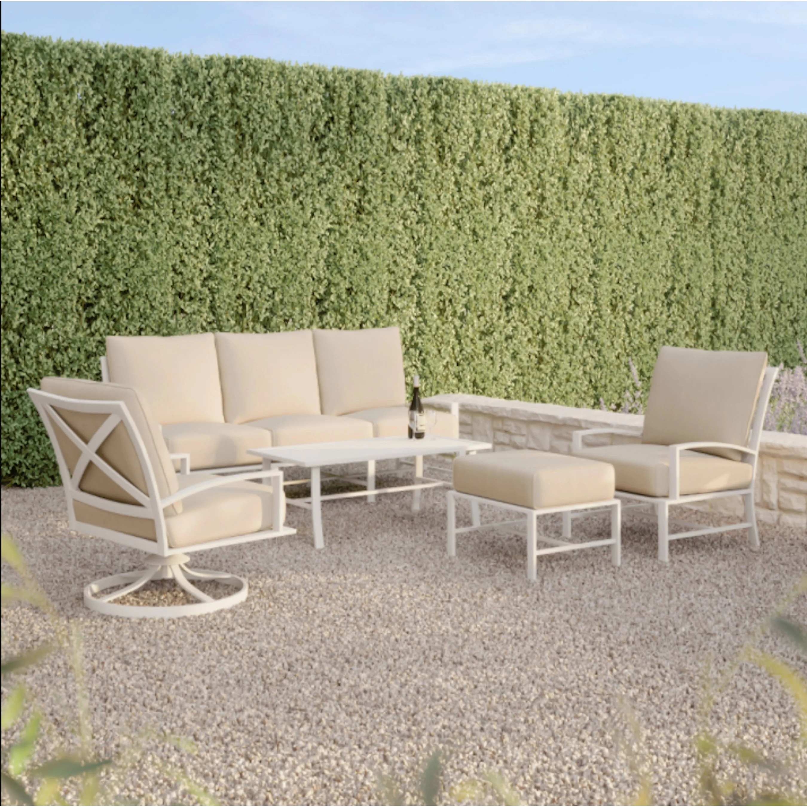 Bristol Outdoor Ottoman in Canvas Flax w/ Self Welt - Image 16