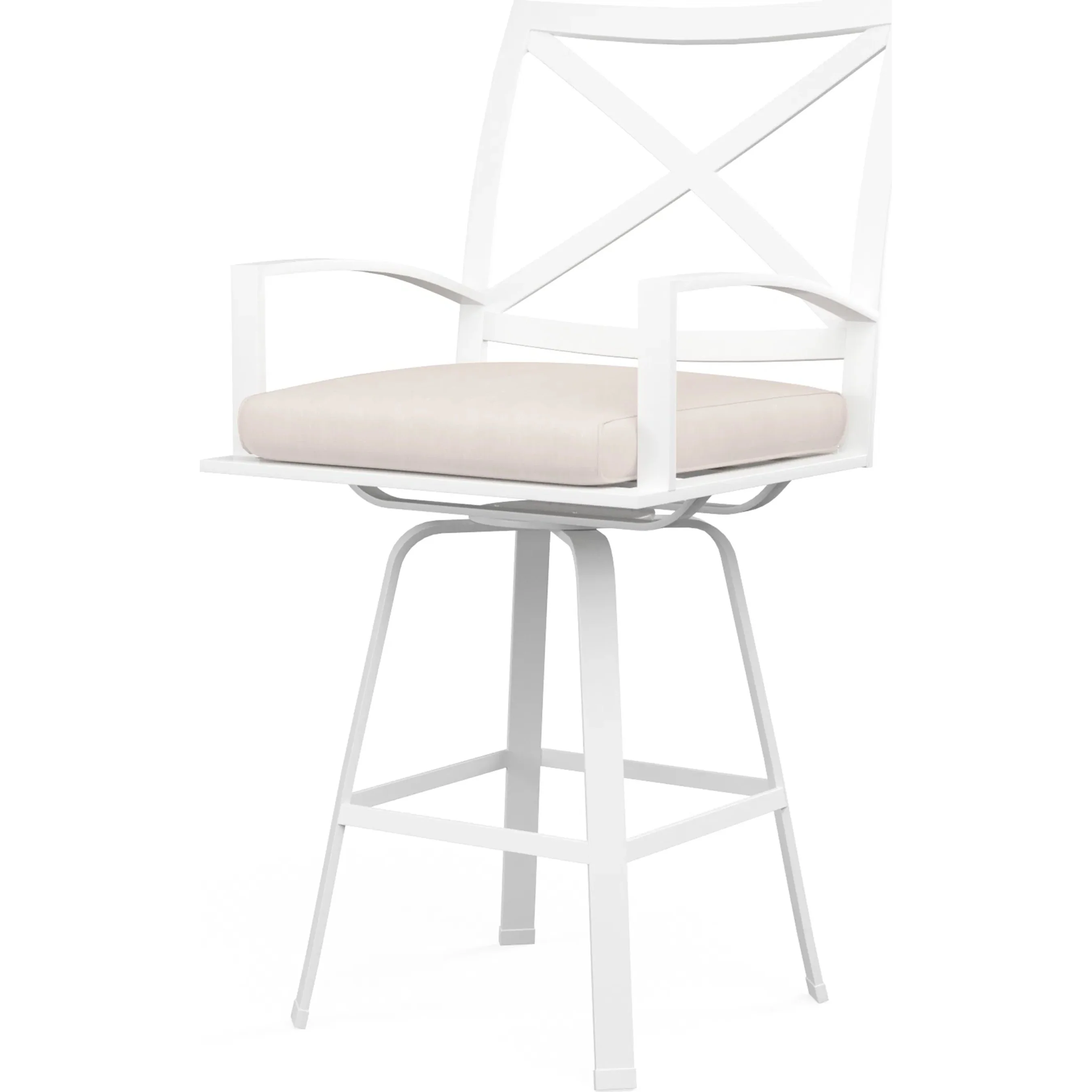 Bristol Outdoor Swivel Barstool in Canvas Flax w/ Self Welt - Image 5
