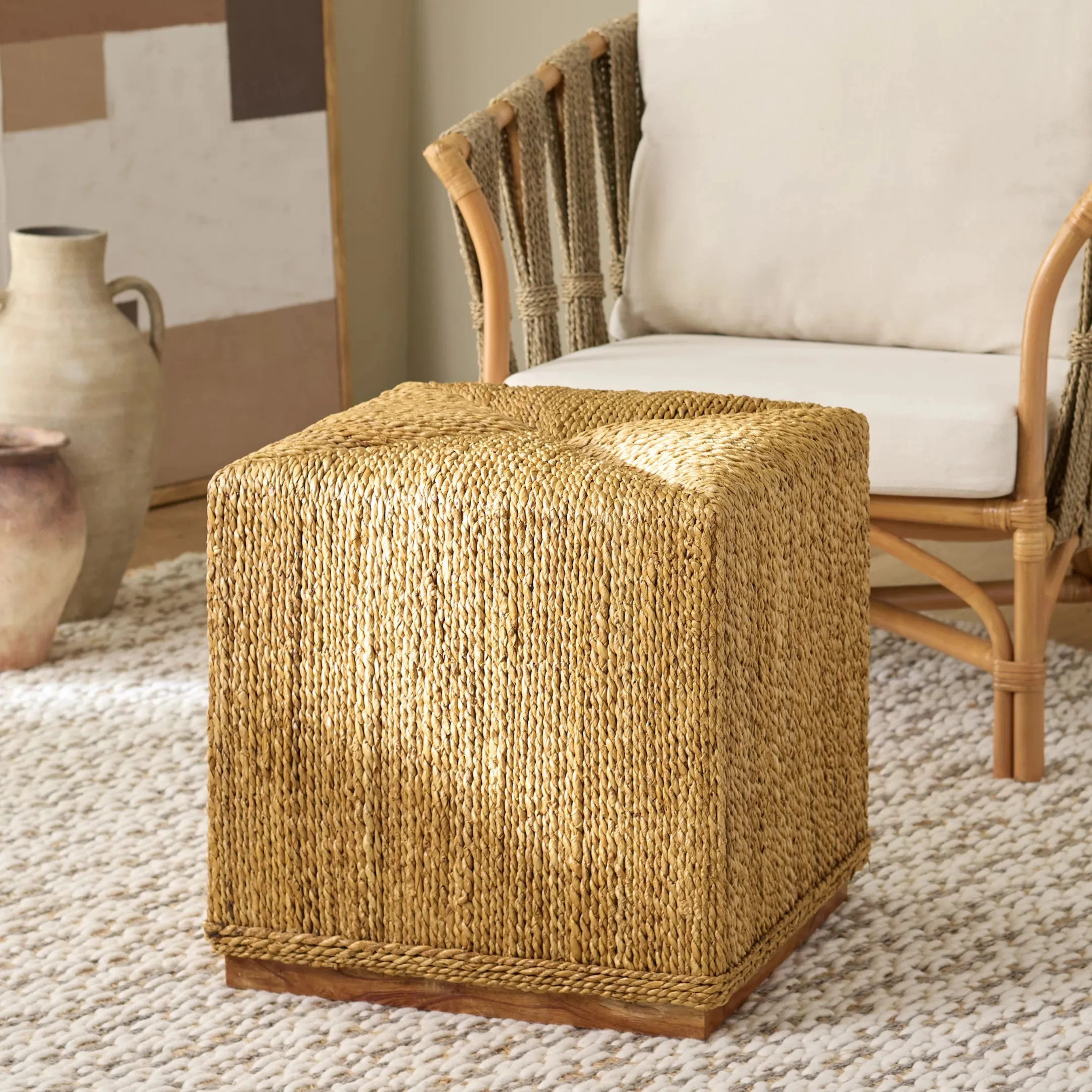 Broome Woven Abaca Ottoman - Image 8