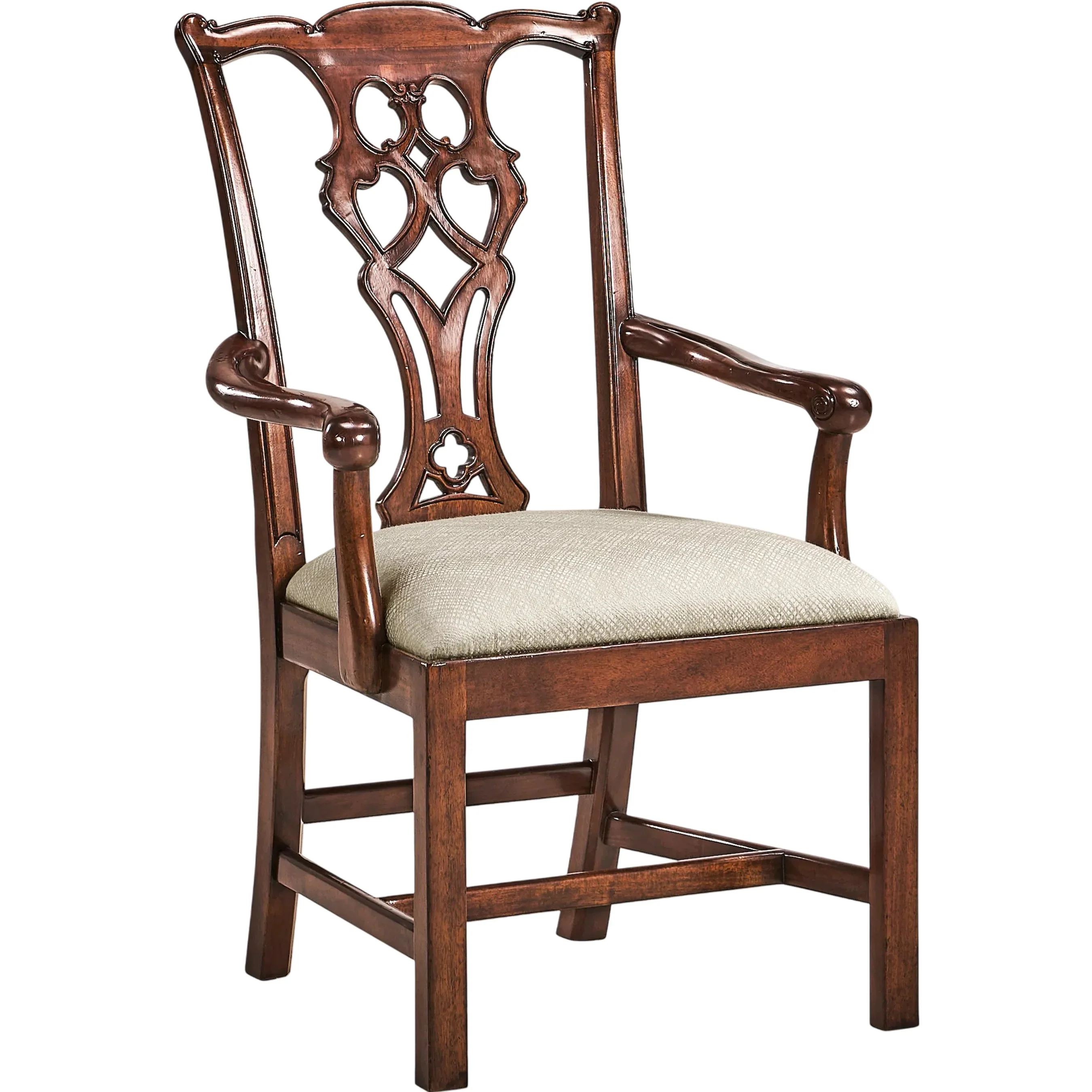 Buckingham Chippendale Antique Mahogany Arm Chair (Set of 2)