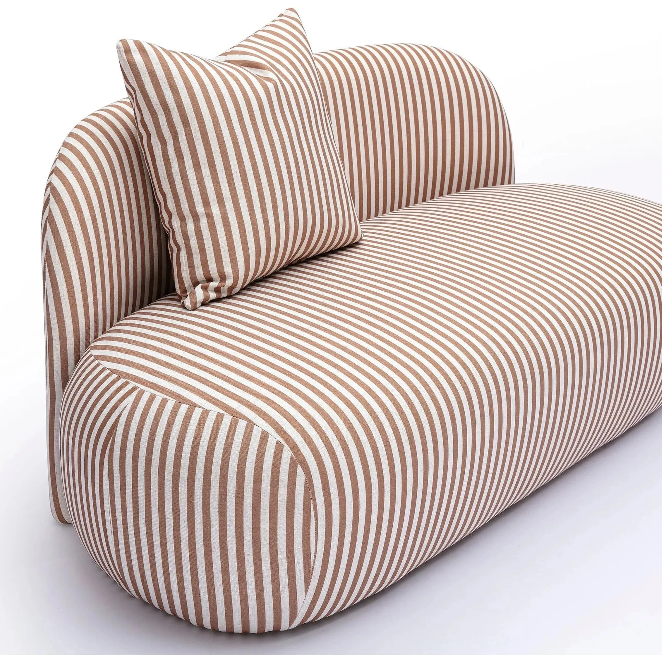 Carraway Brown Striped Performance Linen Loveseat - Image 3