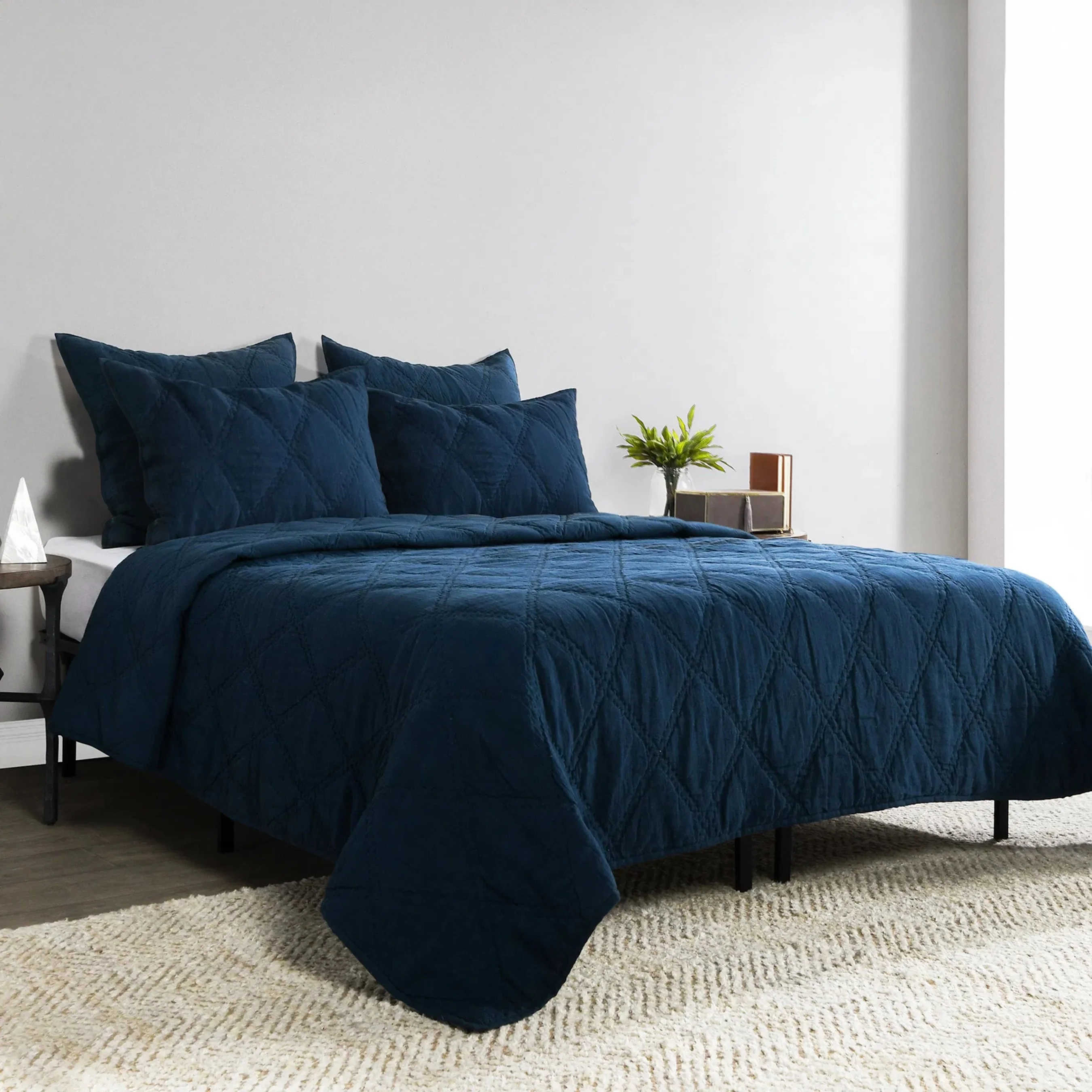 Casi 100% Belgian Flax Linen Midnight Blue Throw Pillow - Image 9