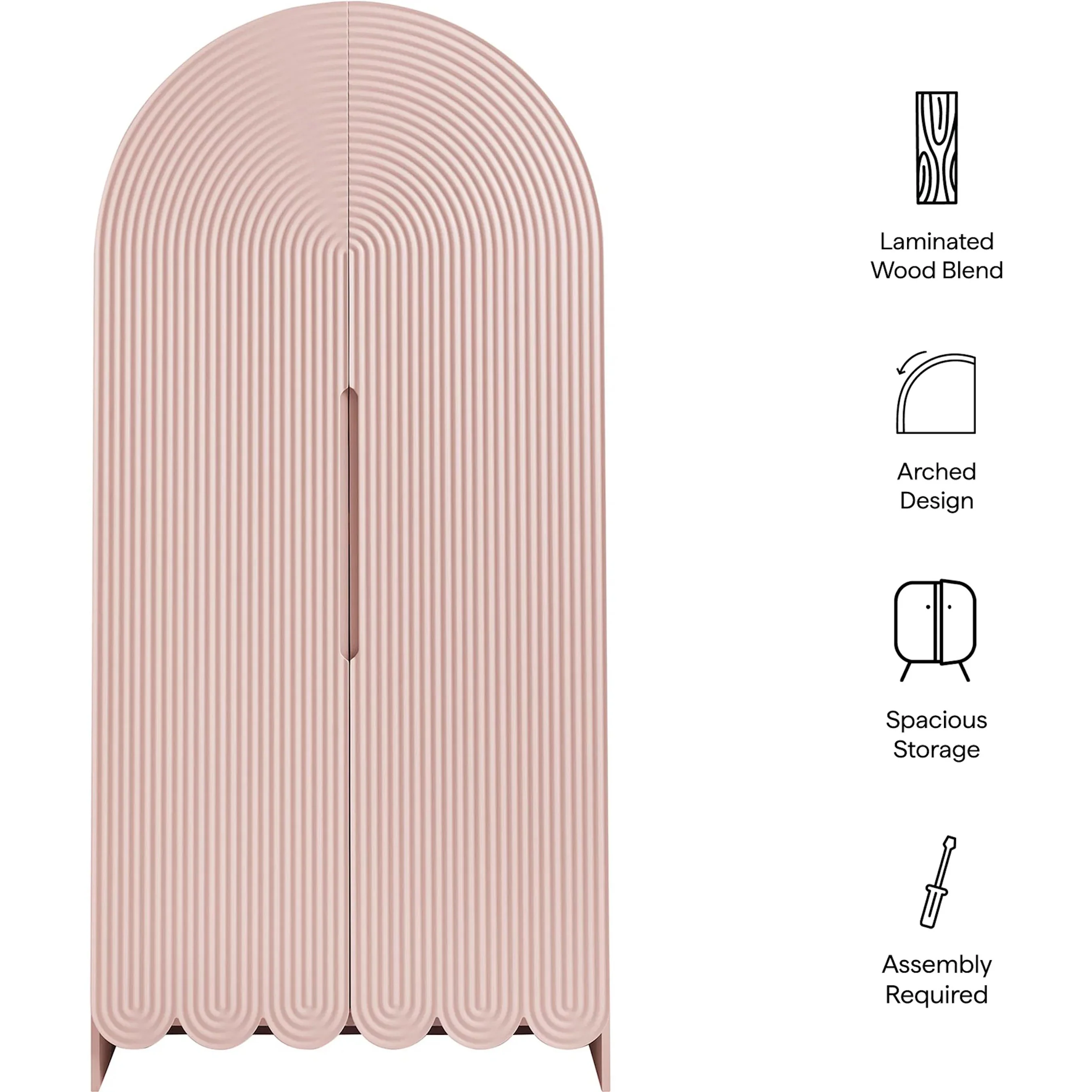 Champaign 78" Fluted and Scalloped Arched Storage Cabinet - Image 7