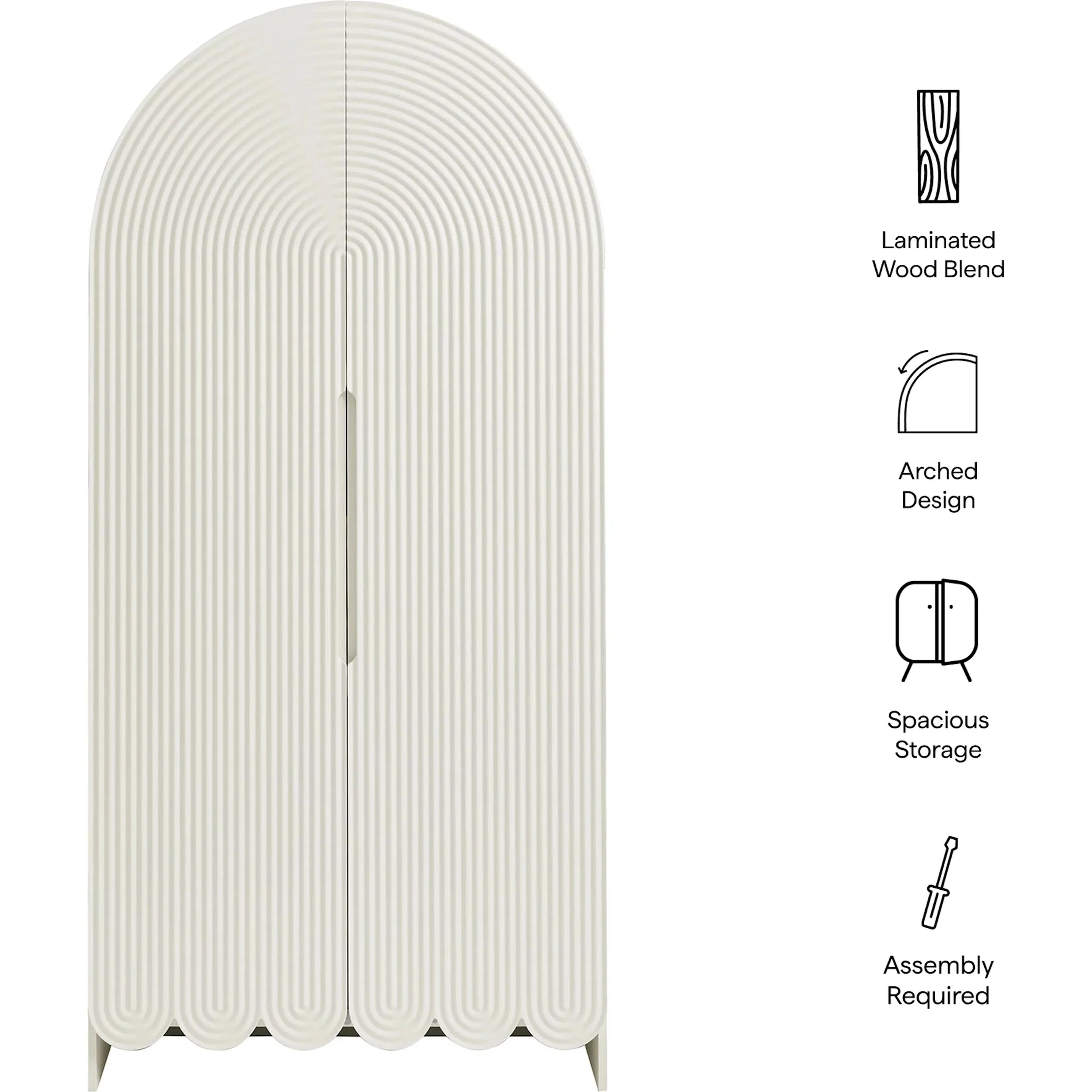 Champaign 78" Fluted and Scalloped Arched Storage Cabinet - Image 9
