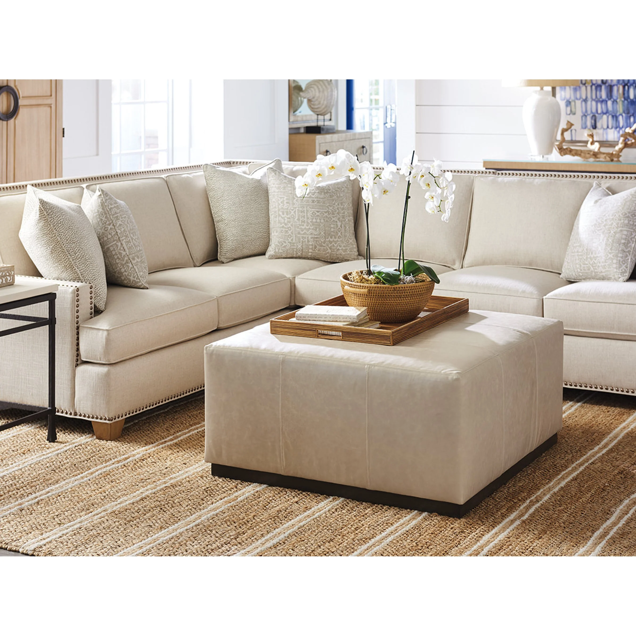 Clayton Leather Cocktail Ottoman - Image 2