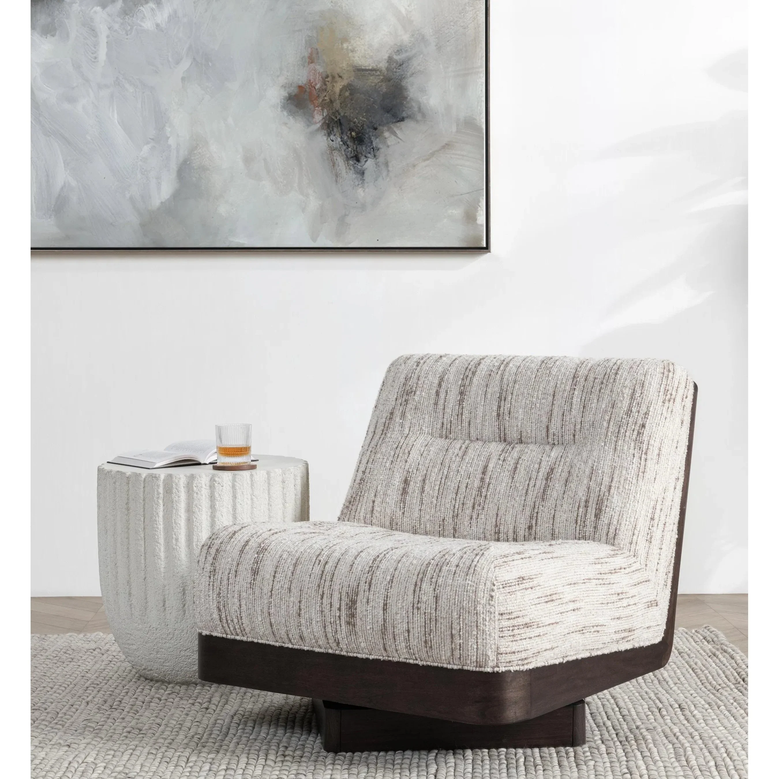Crandall Upholstered Fabric Swivel Accent Chair - Image 12