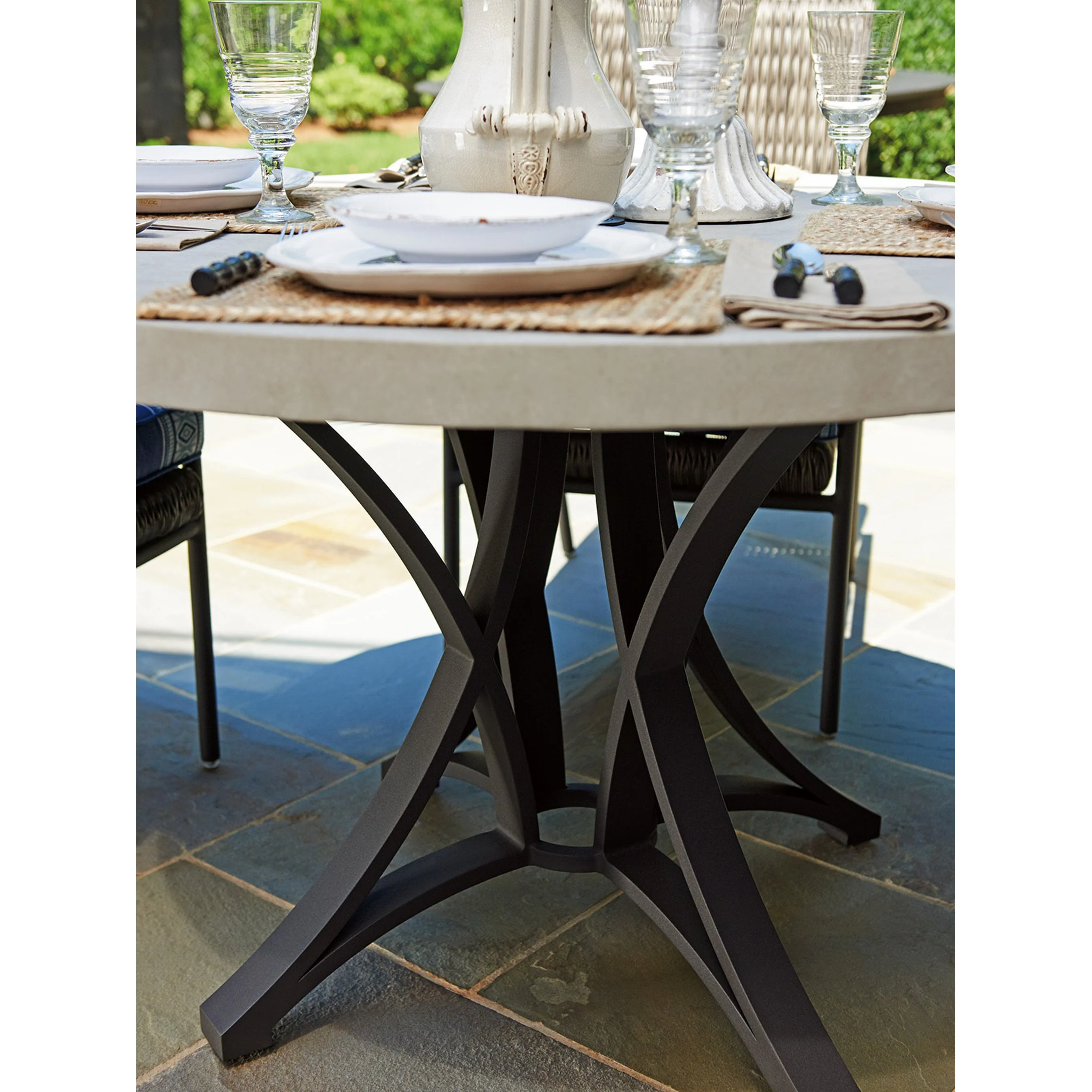 Cypress Point Ocean Terrace Round Dining Table With Weatherstone Top - Image 4