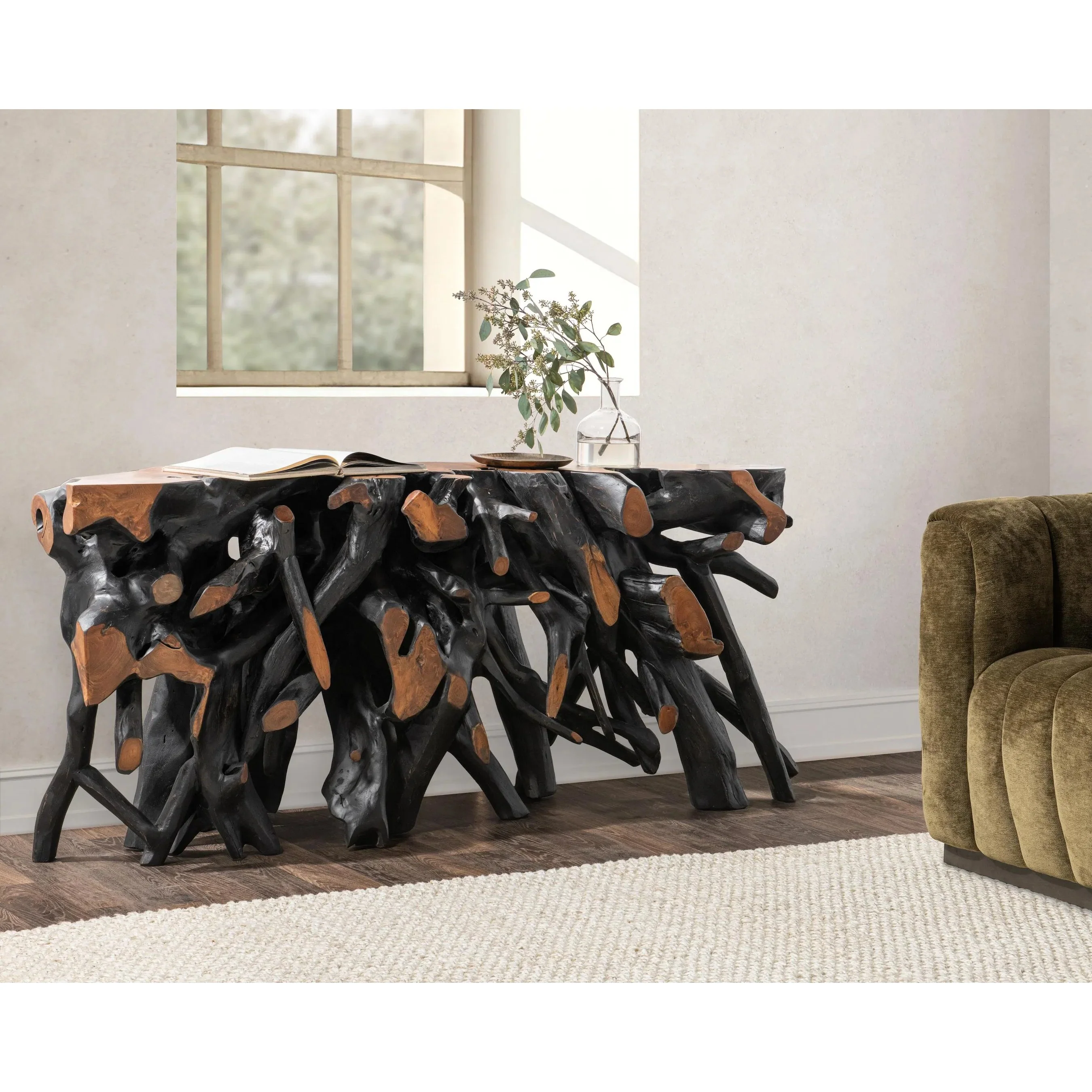 Cypress Teak Wood Root Console Table - Image 24