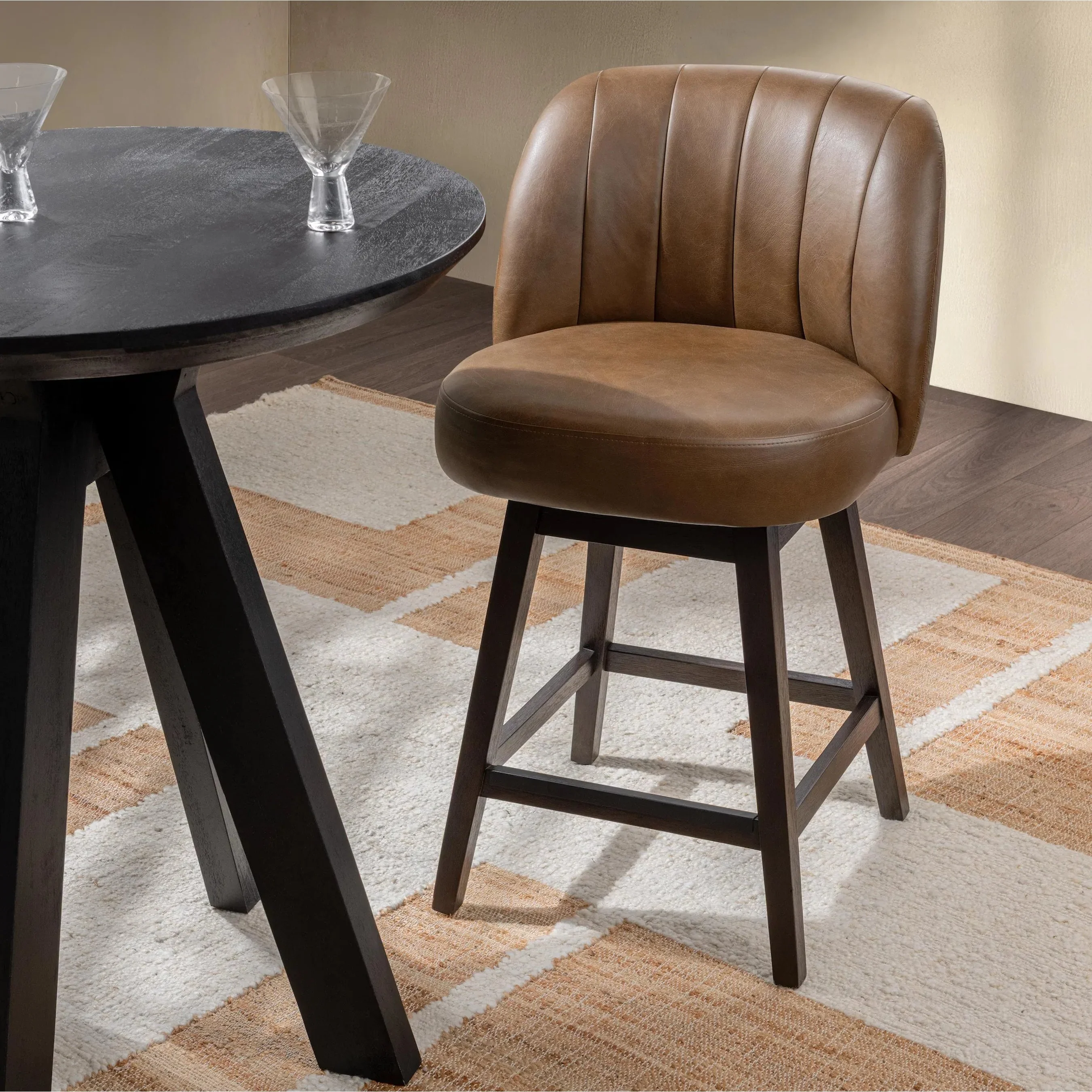 Della Top Grain Leather Counter Stool - Image 13