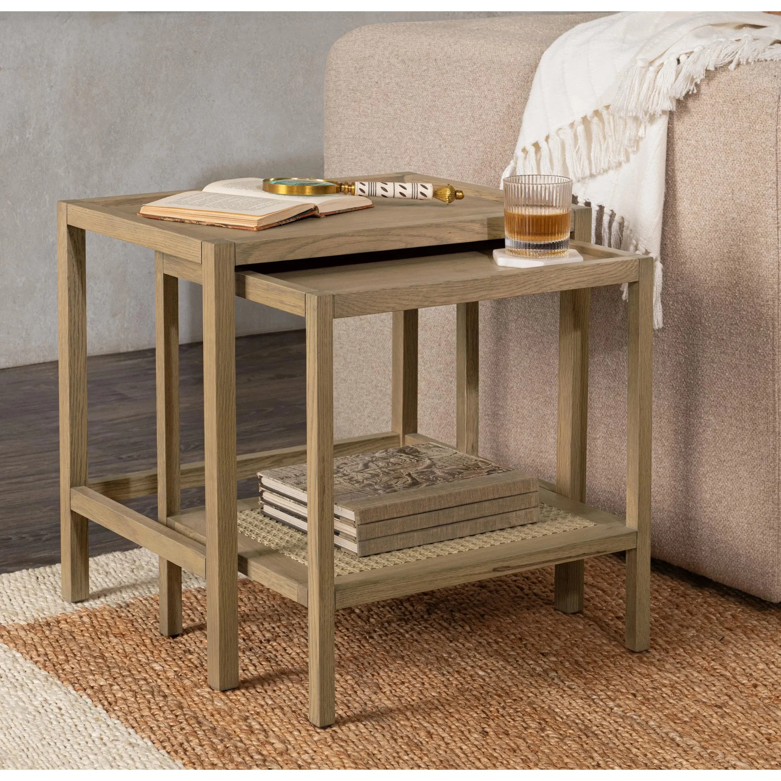 Devin Oak Wood Nesting End Table - Image 23