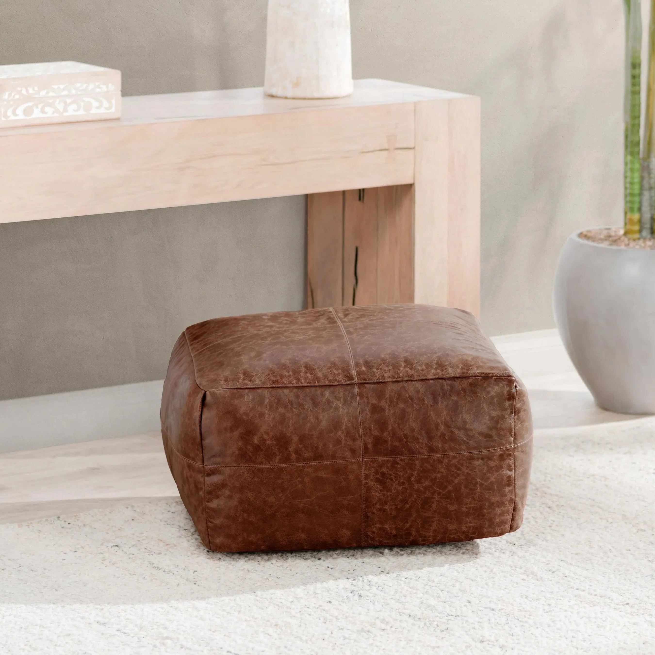 Dexter Genuine Leather Pouf - Image 9
