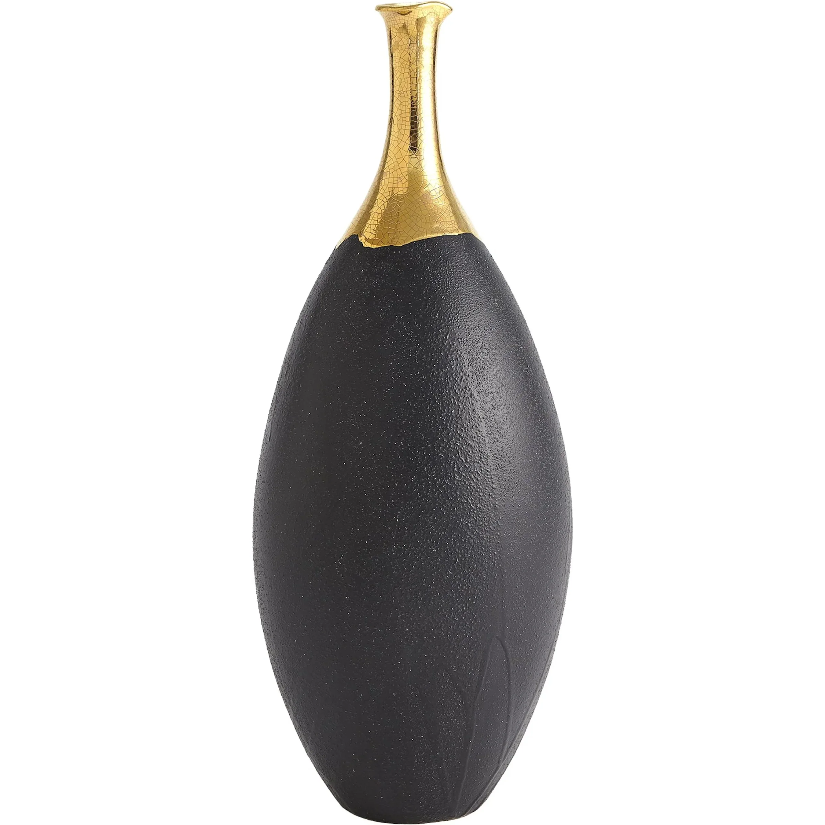 Dipped Golden Crackle/Black Slender Vase