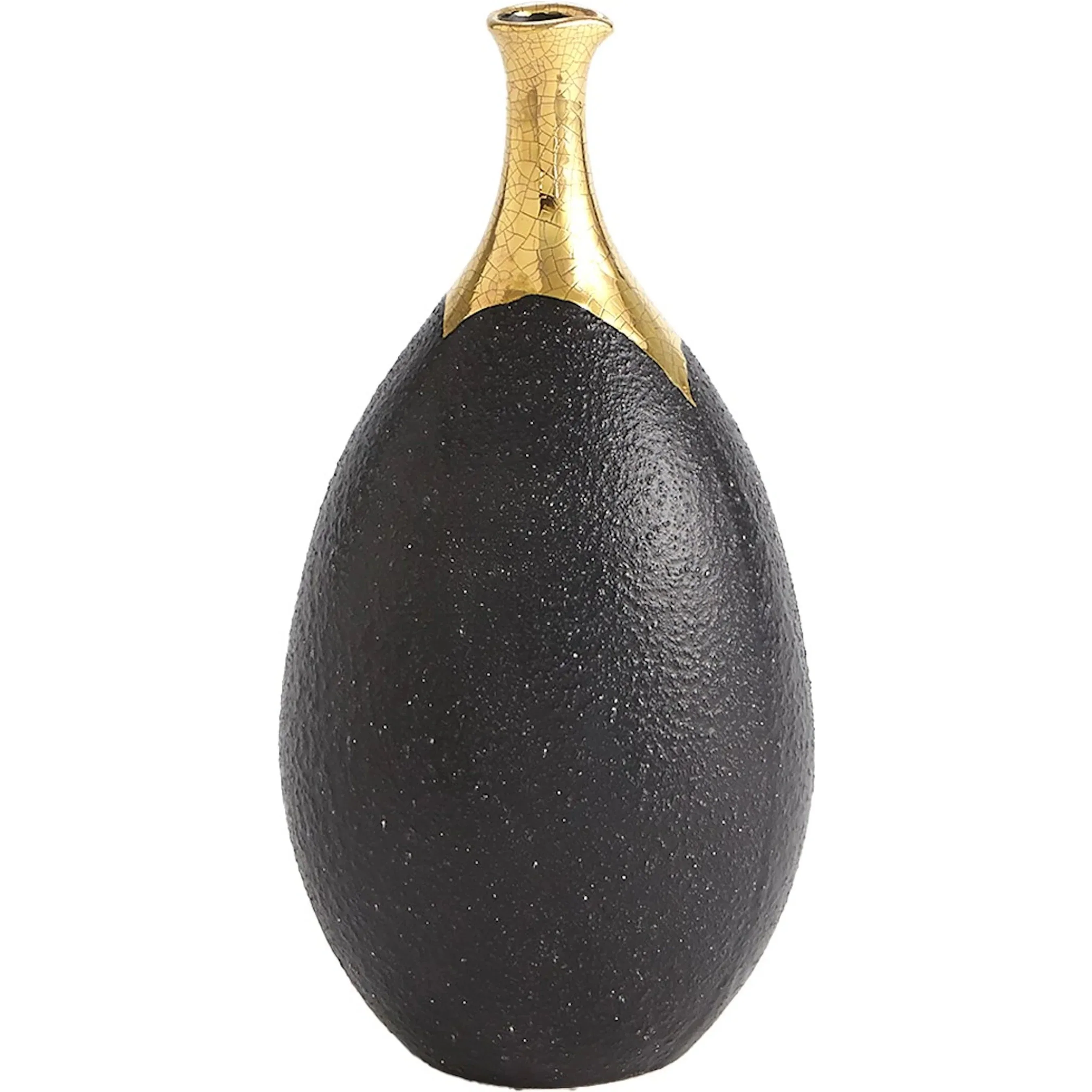 Dipped Golden Crackle/Black Slender Vase - Image 2