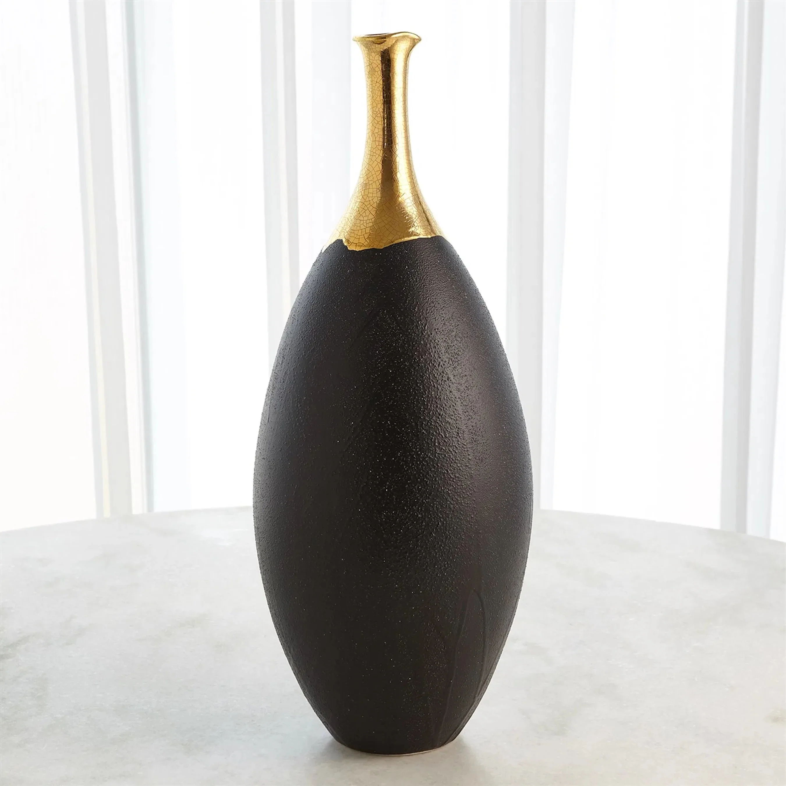 Dipped Golden Crackle/Black Slender Vase - Image 3