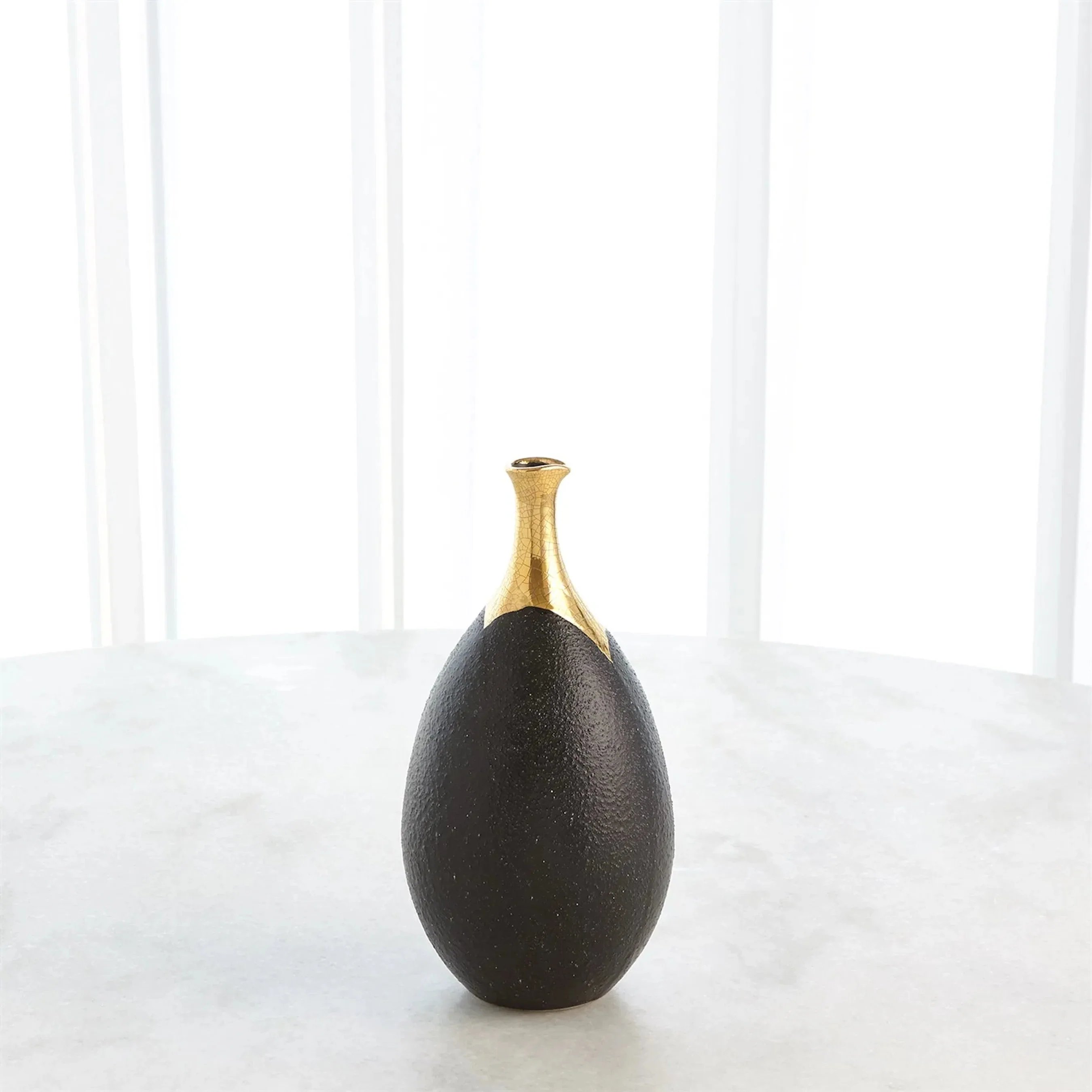 Dipped Golden Crackle/Black Slender Vase - Image 4