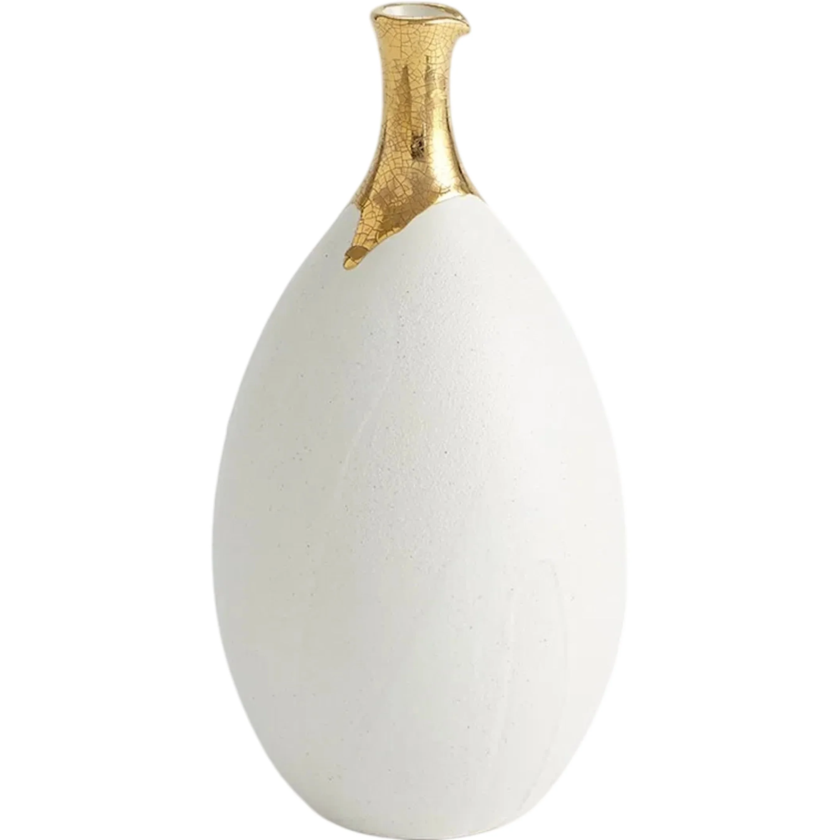 Dipped Golden Crackle/White Slender Vase
