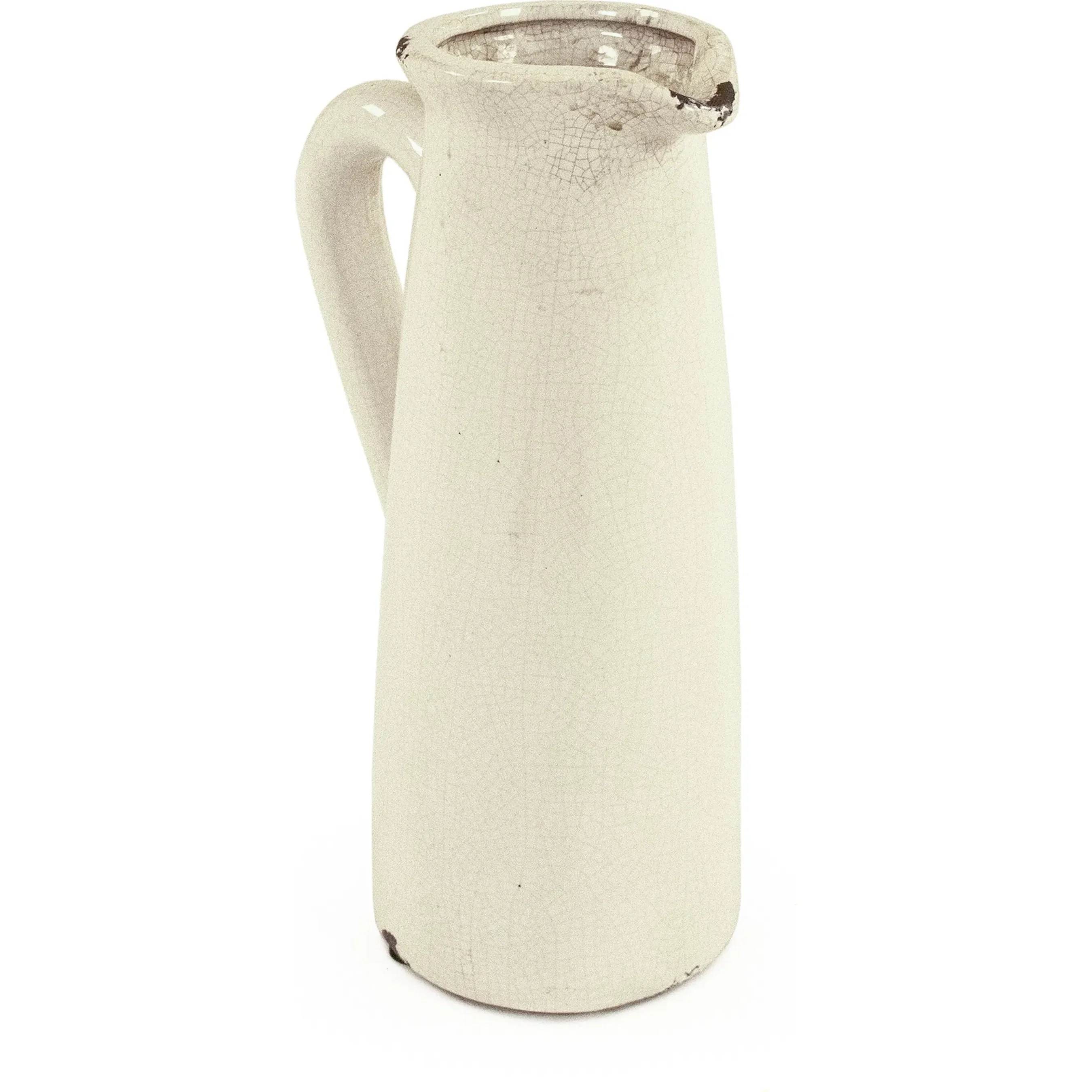 Distressed Crackle White Pitcher