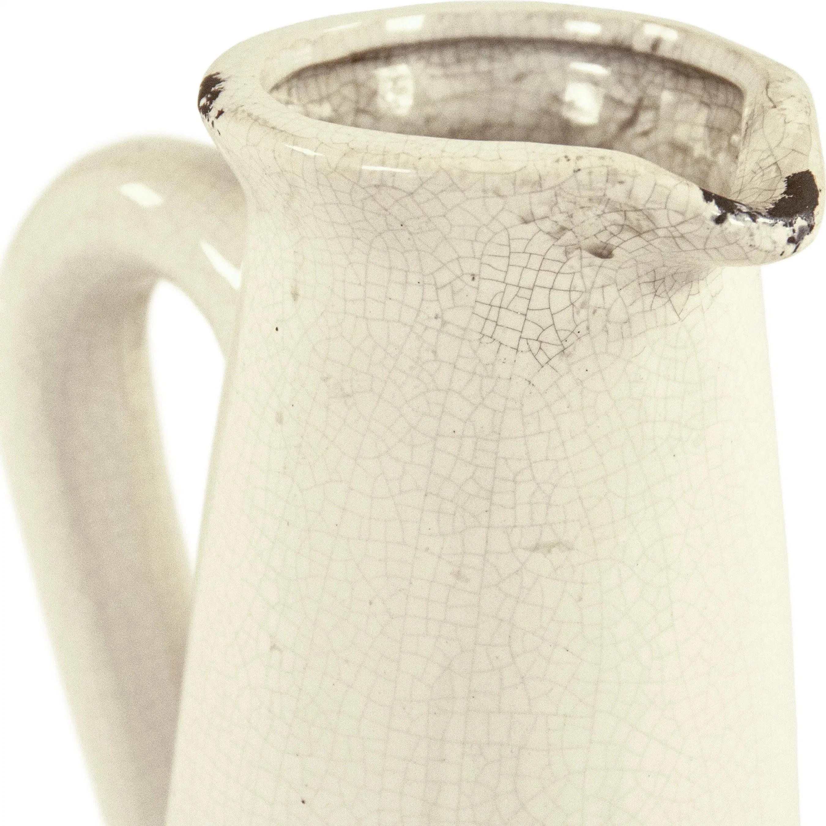 Distressed Crackle White Pitcher - Image 5
