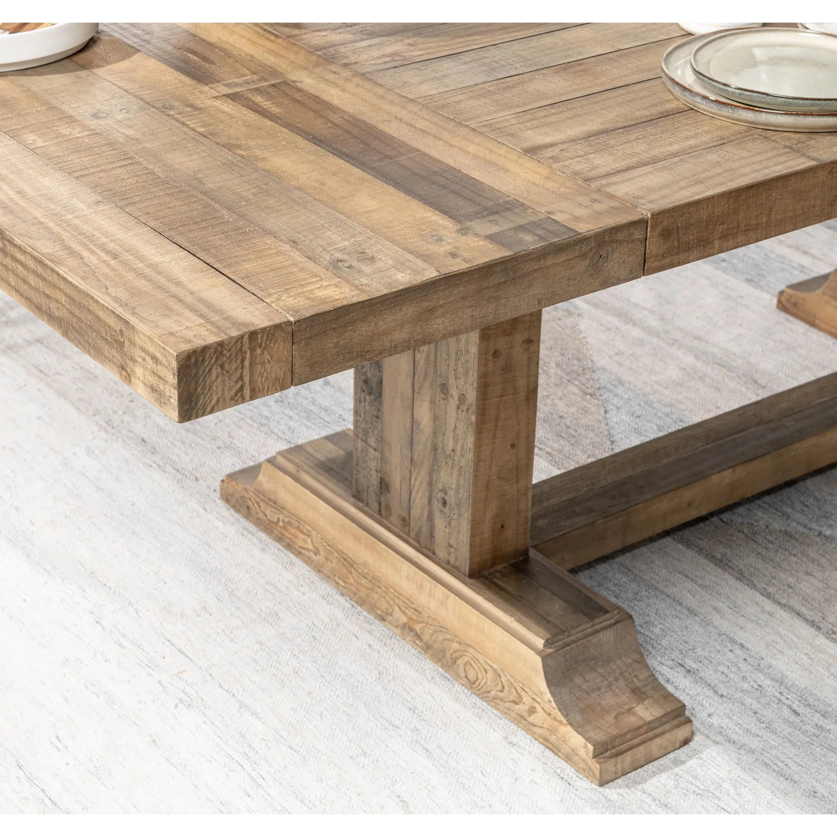 Dita Reclaimed Pine Wood Dining Table - Image 17