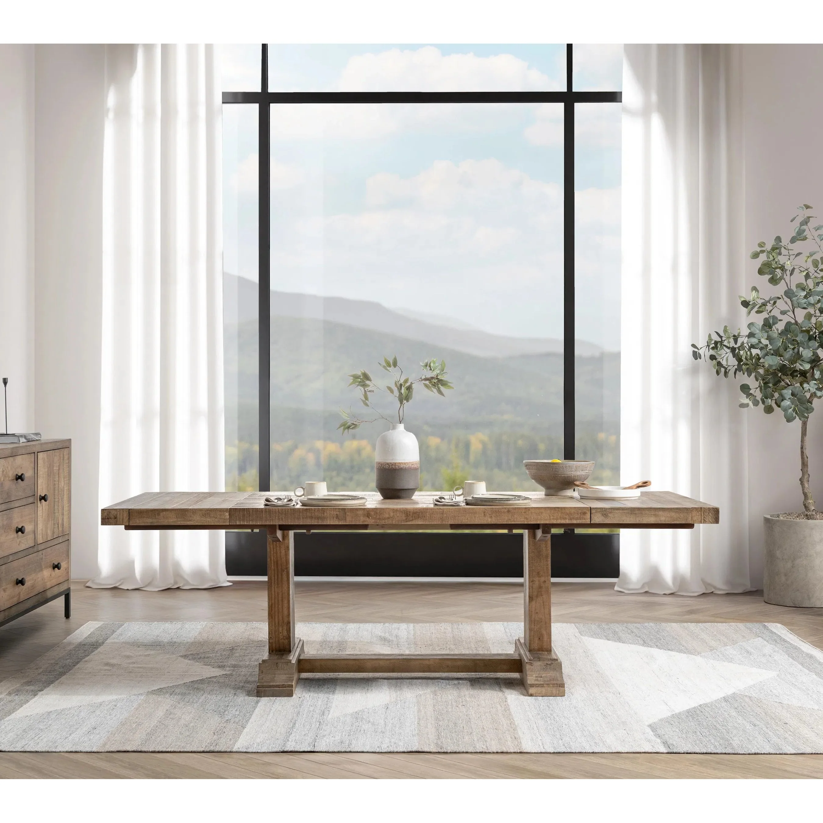 Dita Reclaimed Pine Wood Dining Table - Image 18