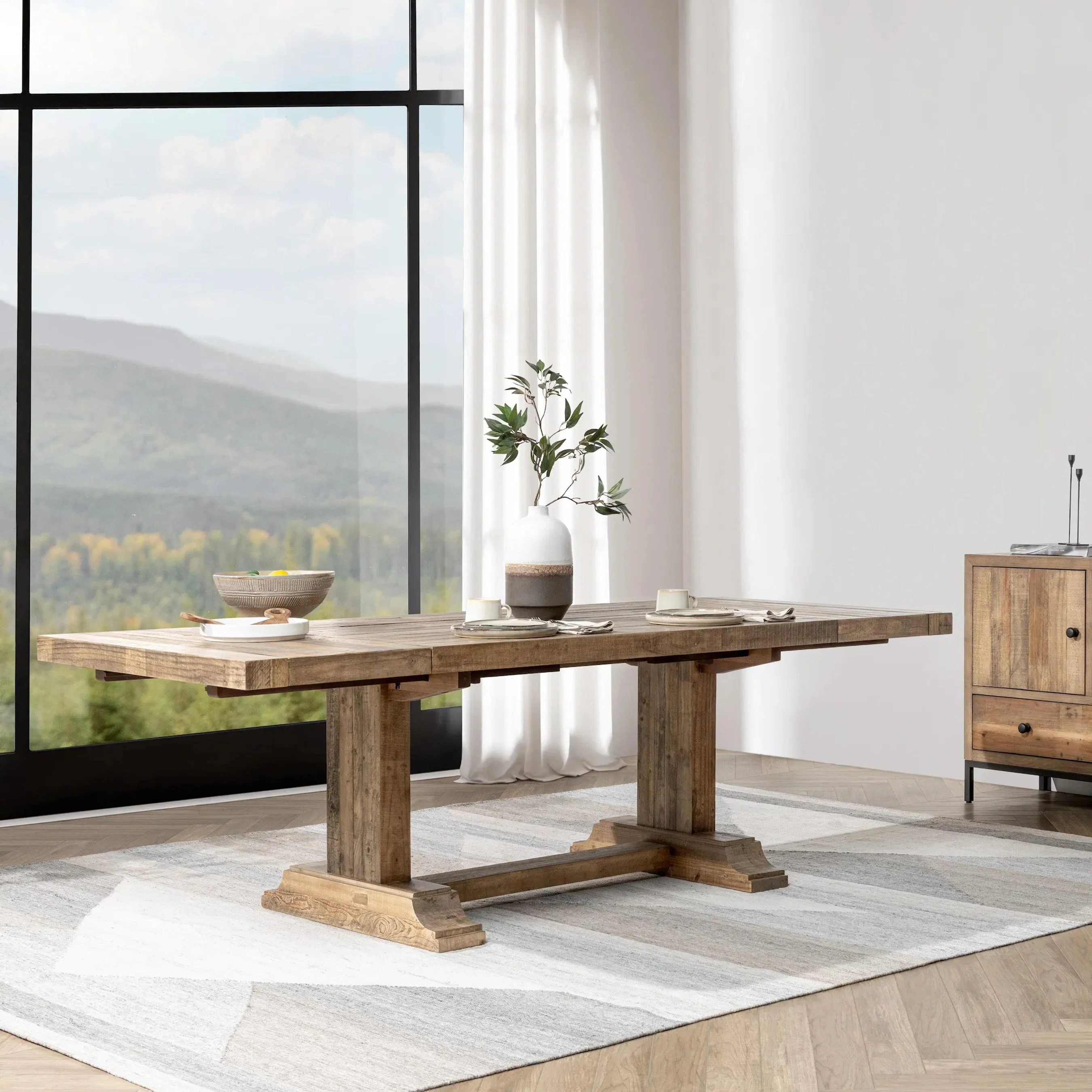 Dita Reclaimed Pine Wood Dining Table - Image 19