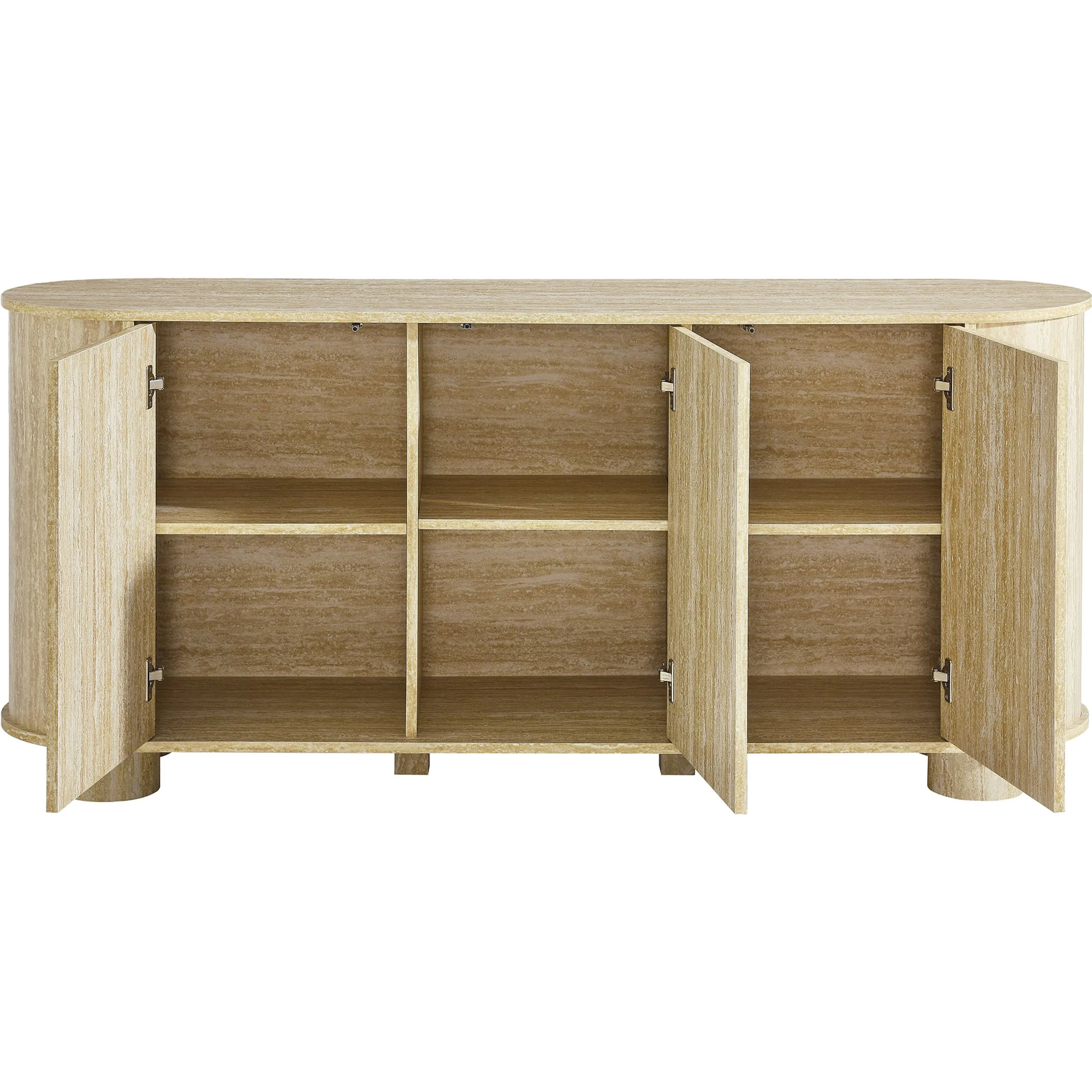 Dona 63” Oval Faux Travertine Sideboard - Image 6