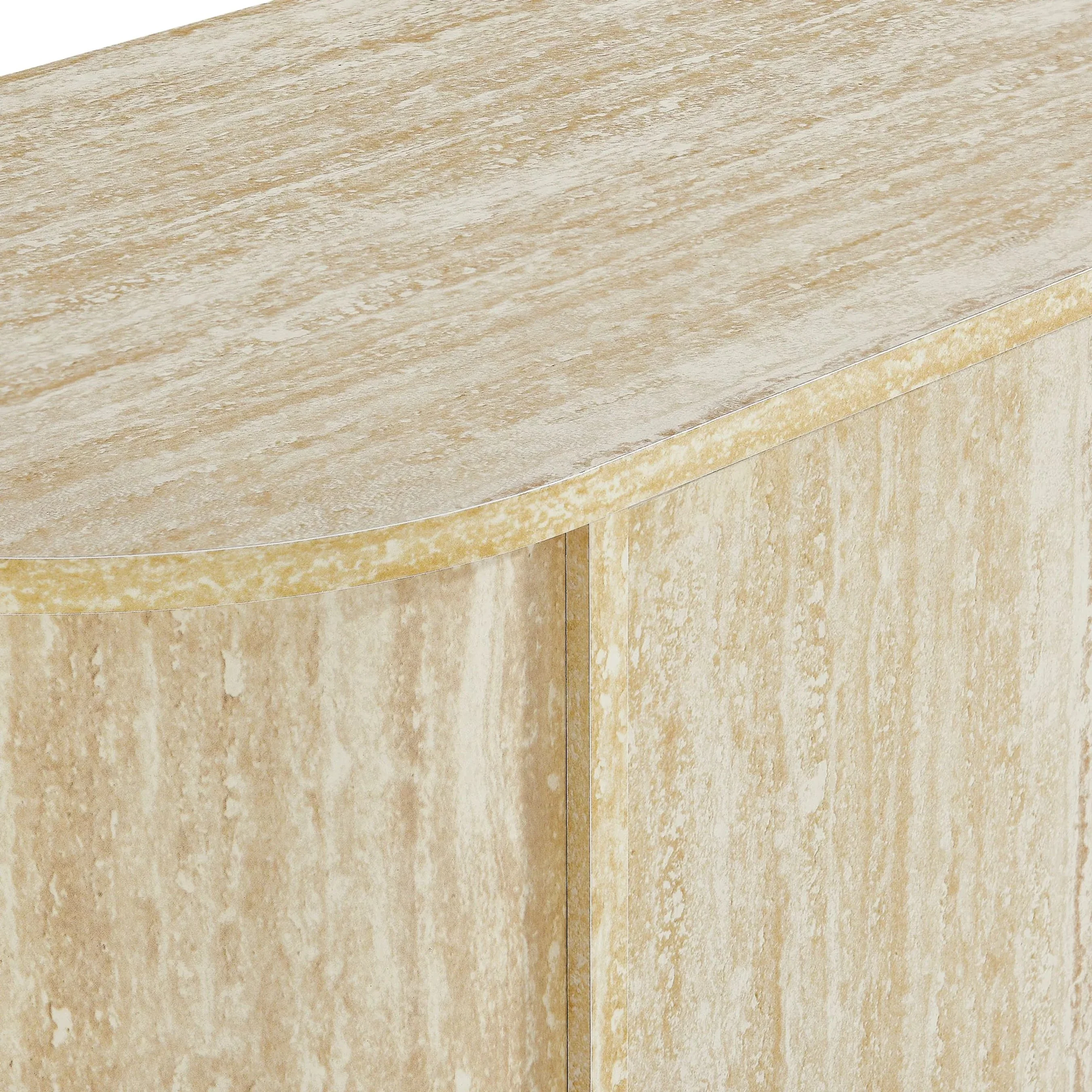 Dona 63” Oval Faux Travertine Sideboard - Image 7