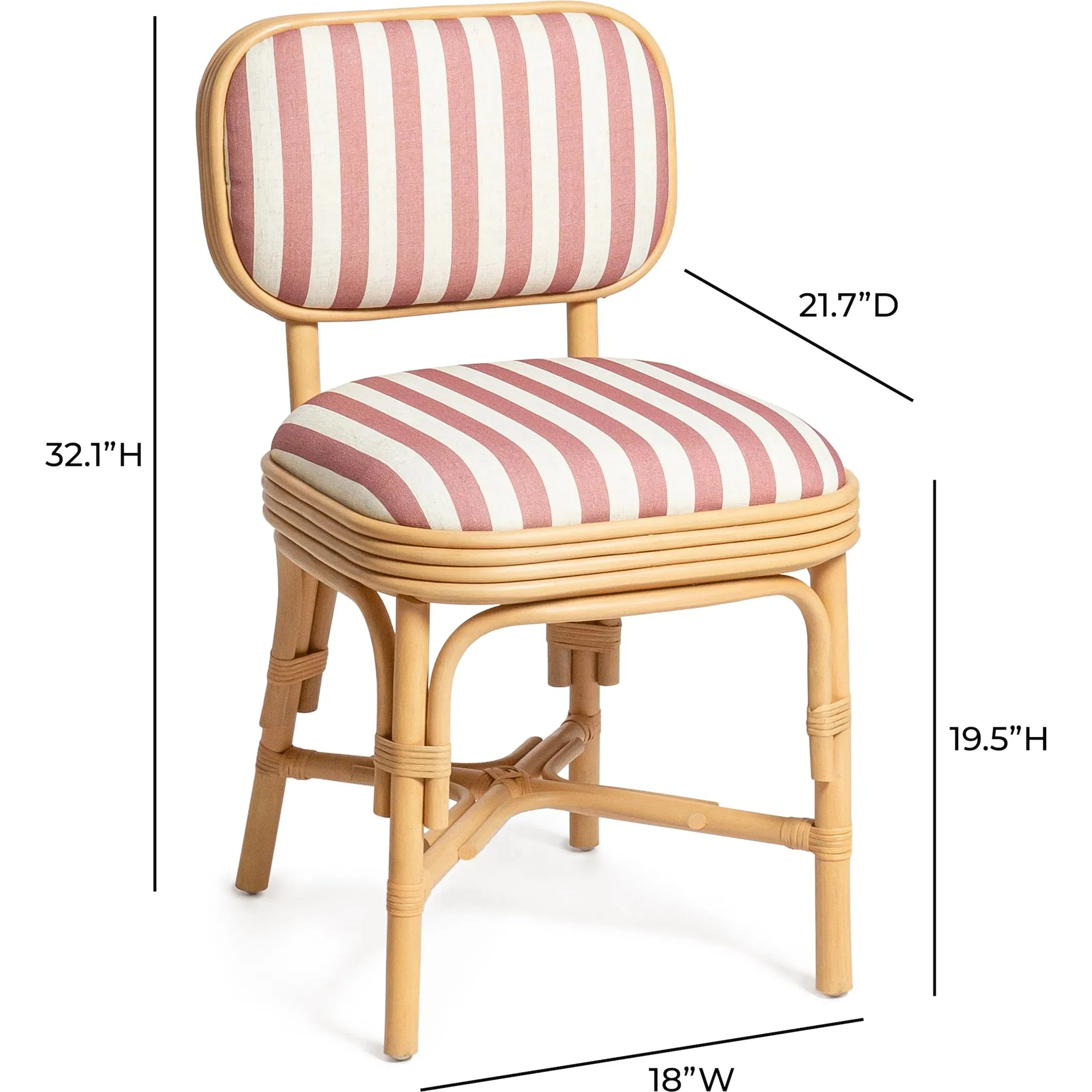Dorine Striped Performance Linen Dining Chair - Image 12