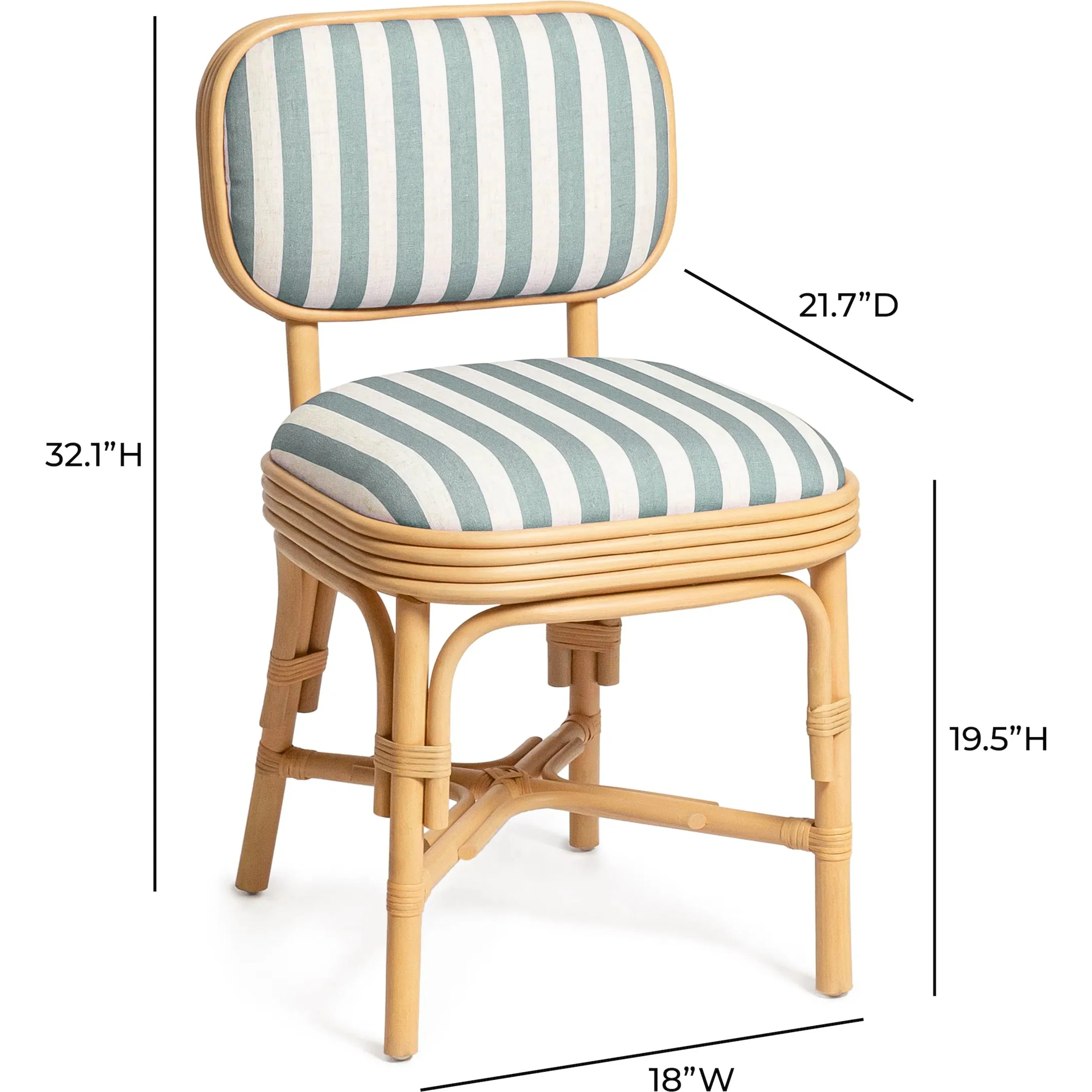 Dorine Striped Performance Linen Dining Chair - Image 6