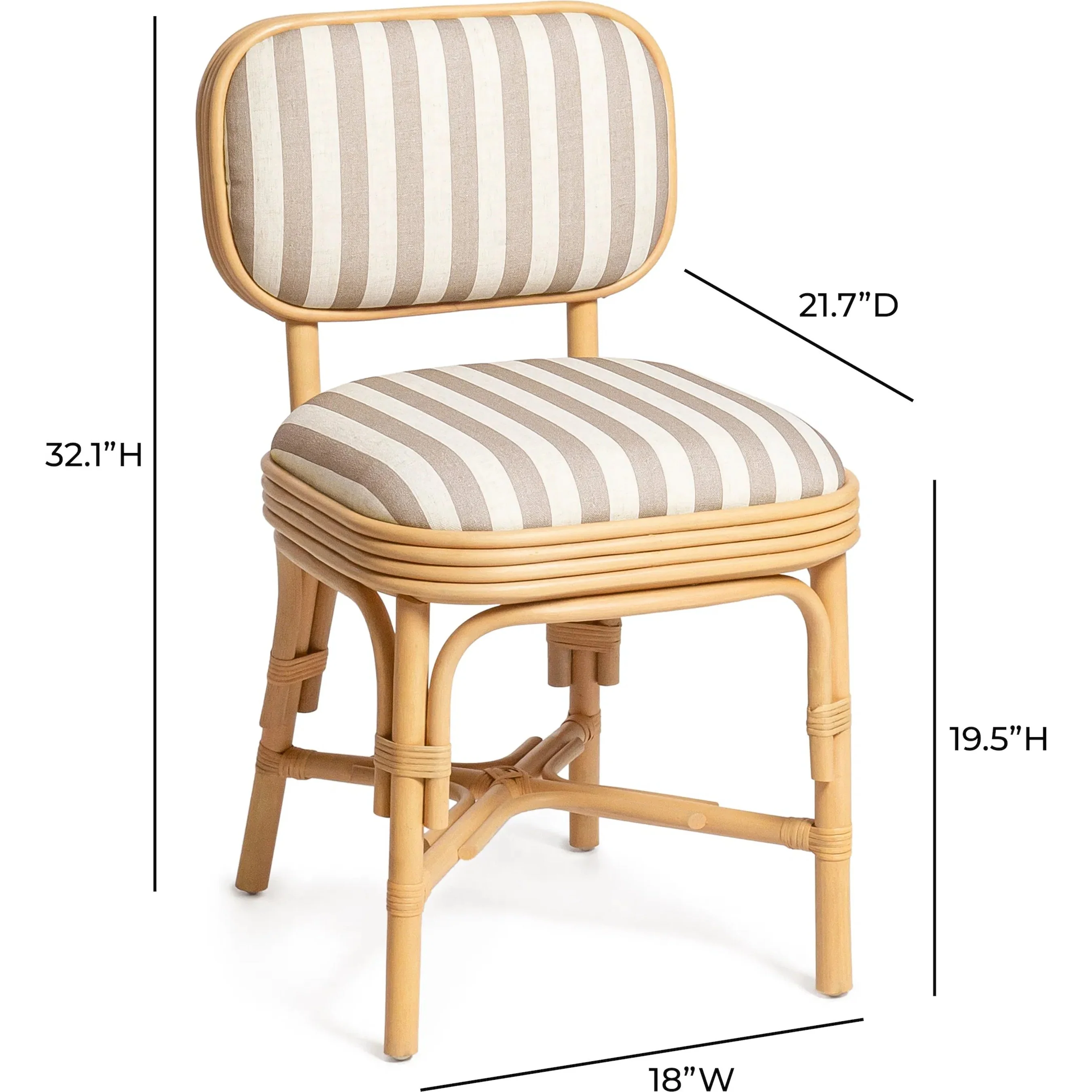 Dorine Striped Performance Linen Dining Chair - Image 9