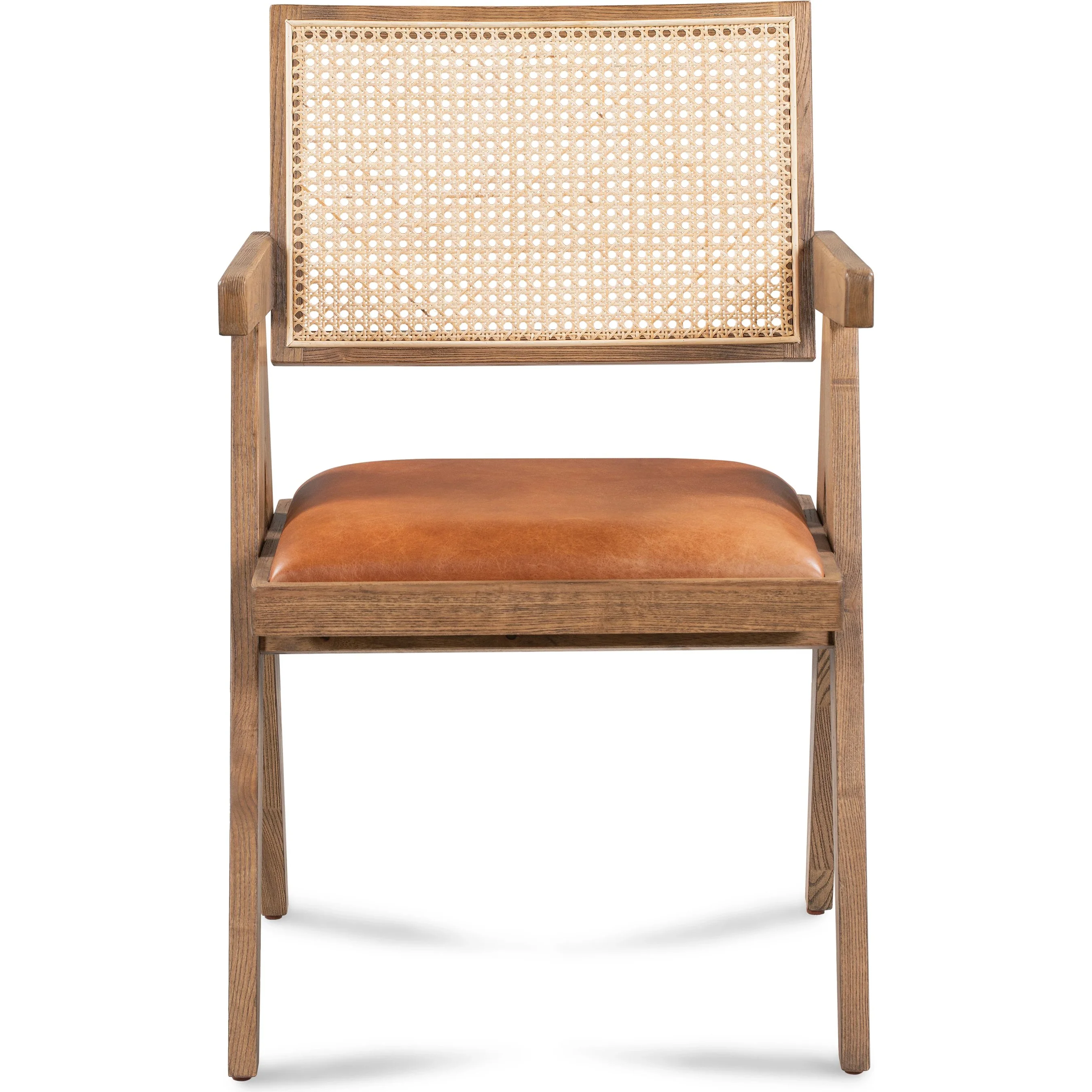 Douglas Top-Grain Leather & Rattan Dining Chair - Image 2
