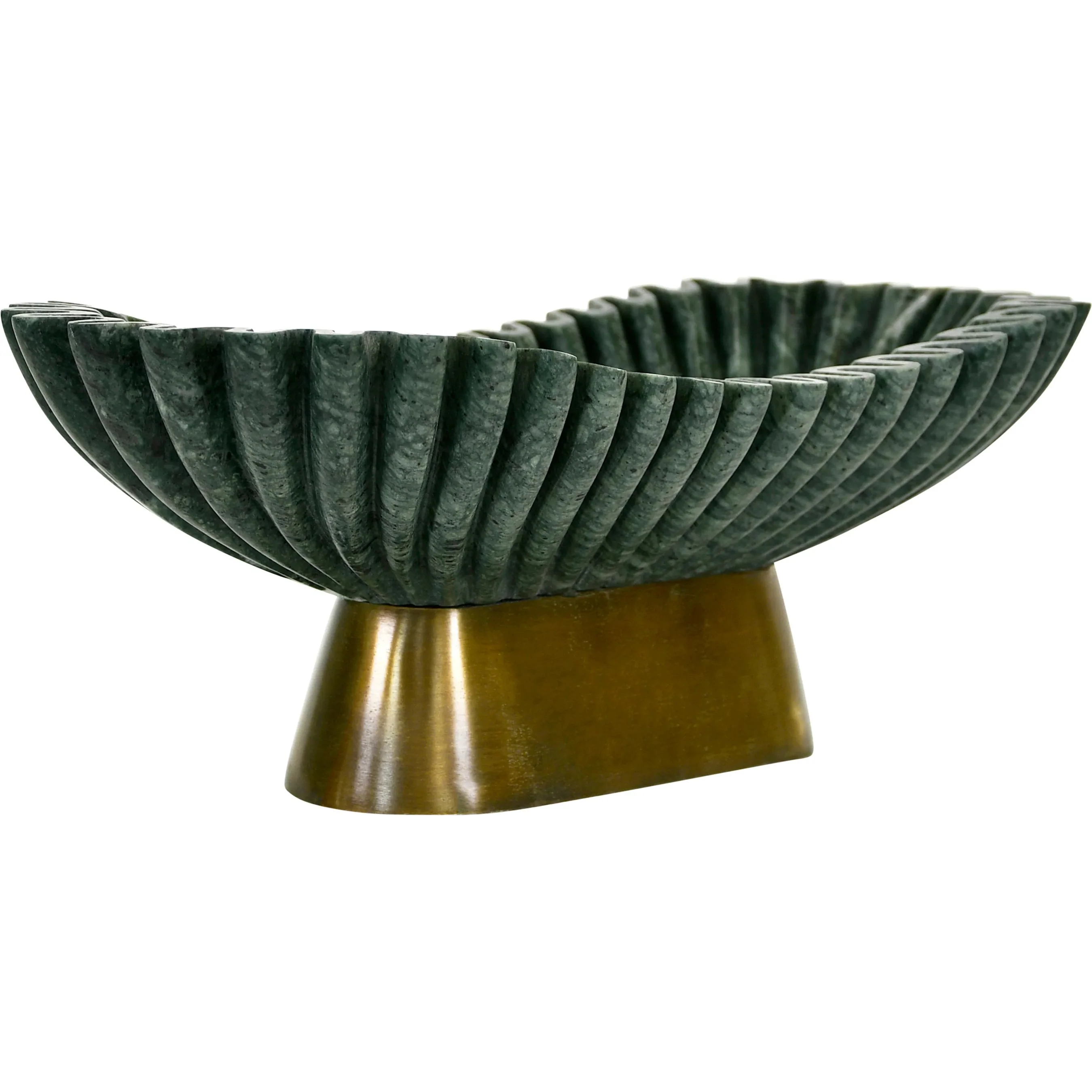 Drago Oval Fluted Green Marble Bowl - Image 2