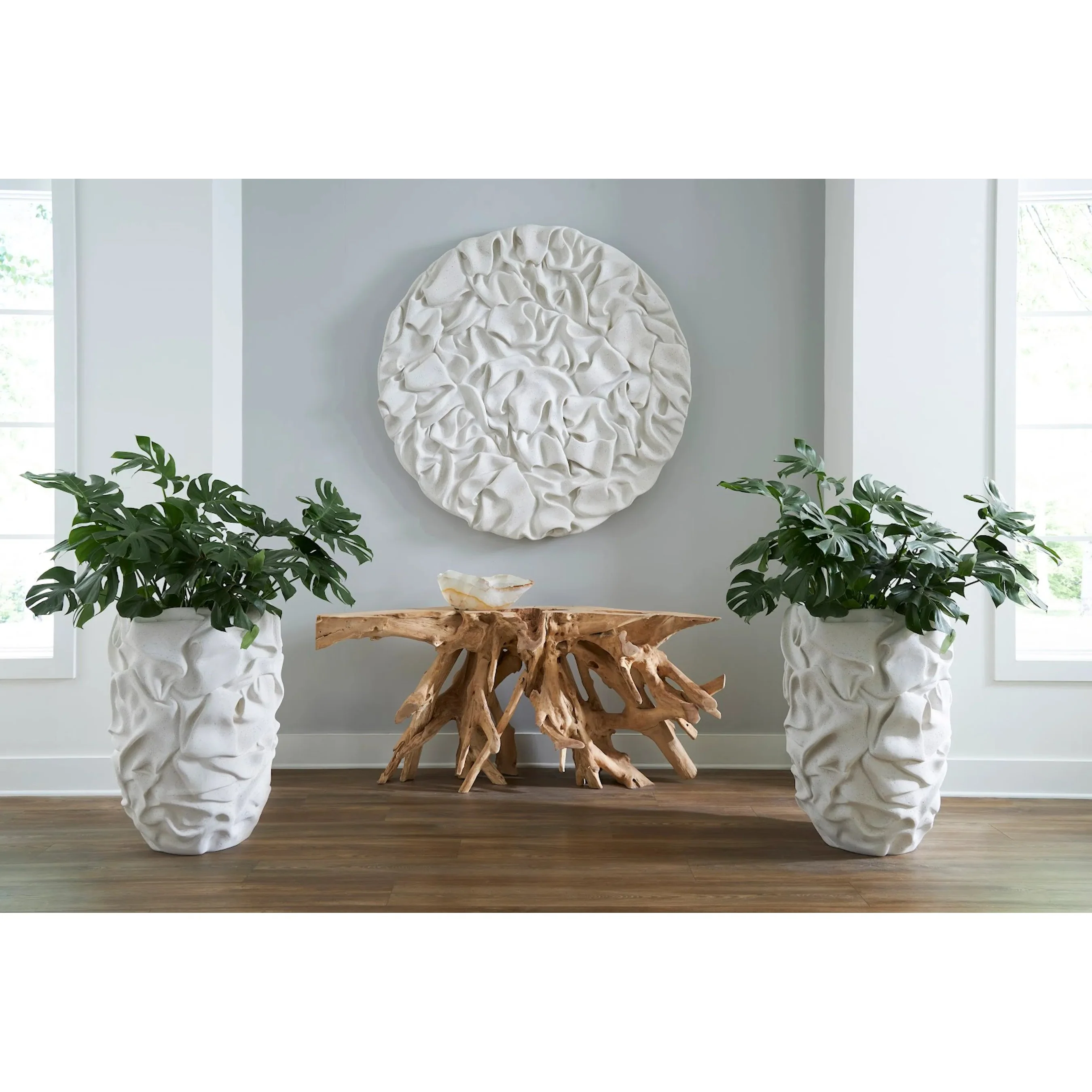 Drape Round Wall Art, White Stone - Image 4