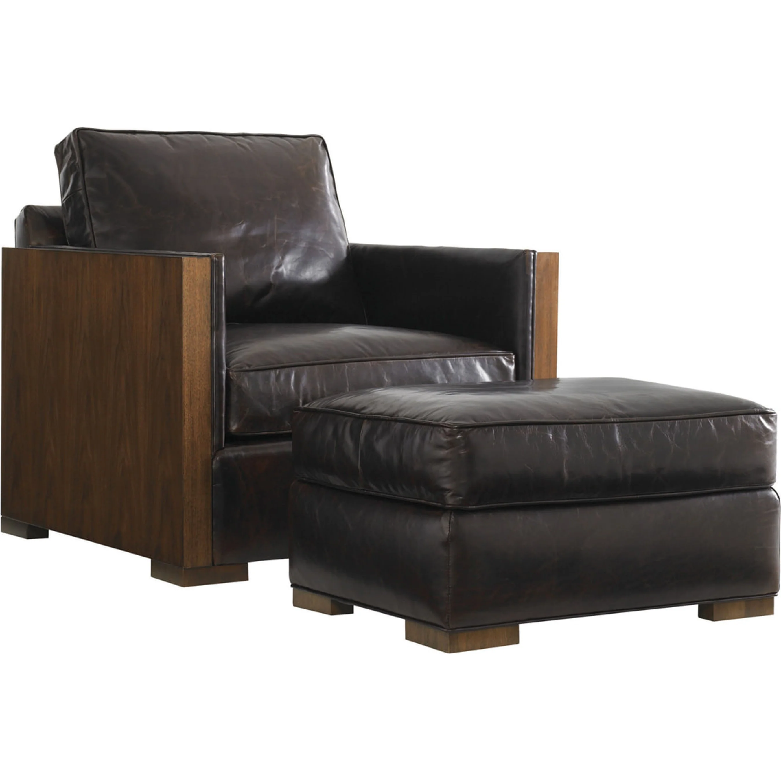 Edgemere Leather Ottoman - Image 2