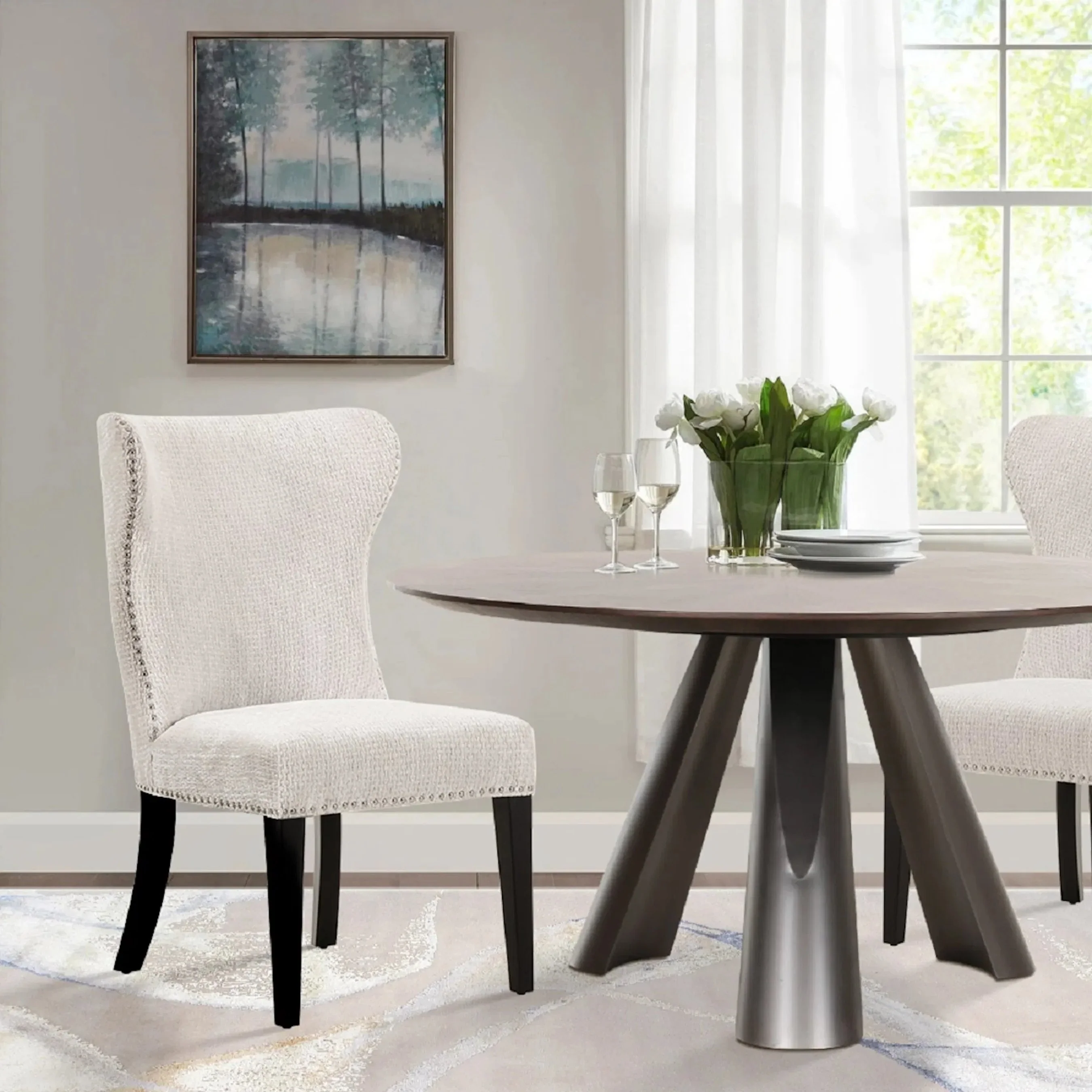 Elara Design Upholstered 2 Pieces Dining Chair Set - PZW-2066 - Image 7