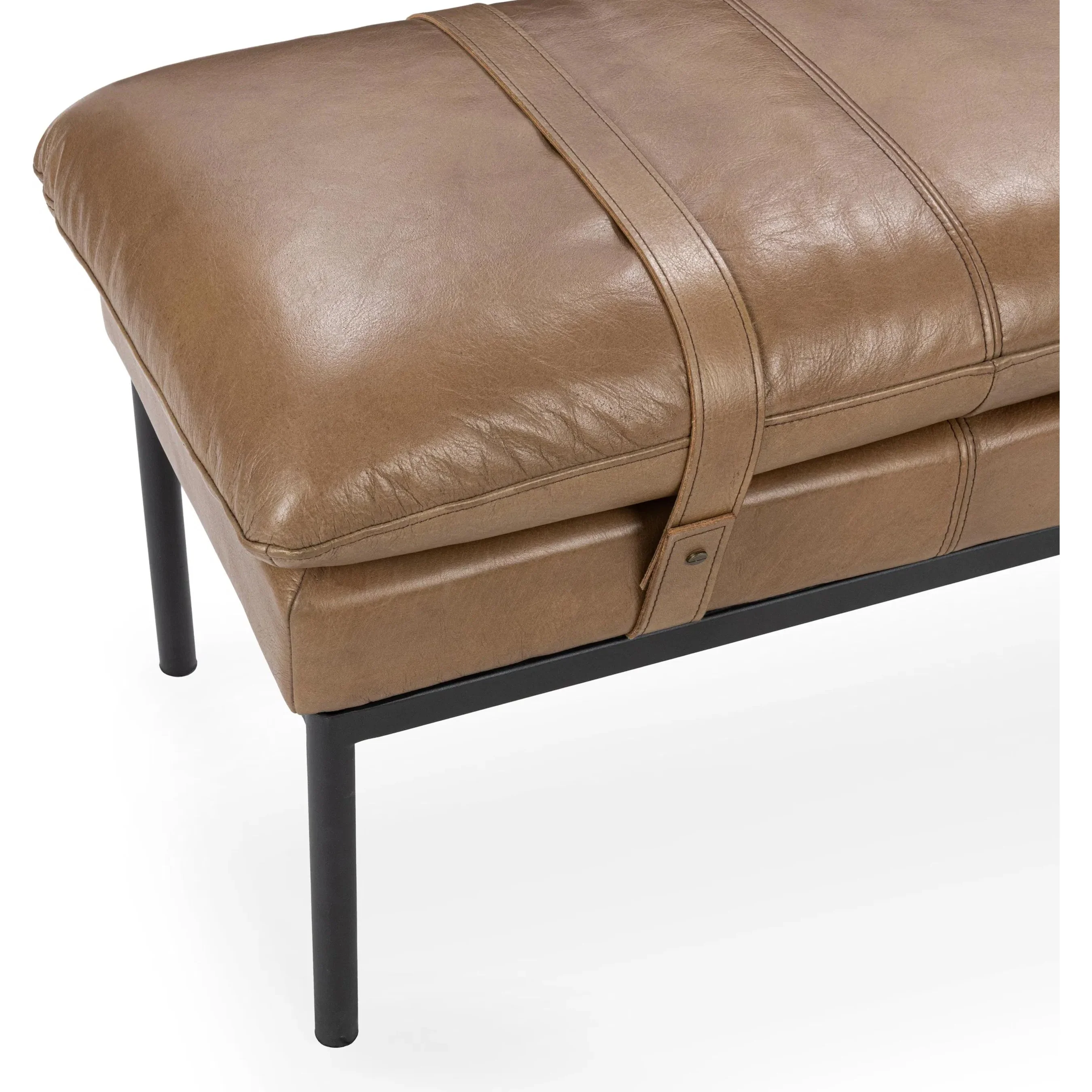 Eliah Top Grain Leather Accent Bench - Image 4
