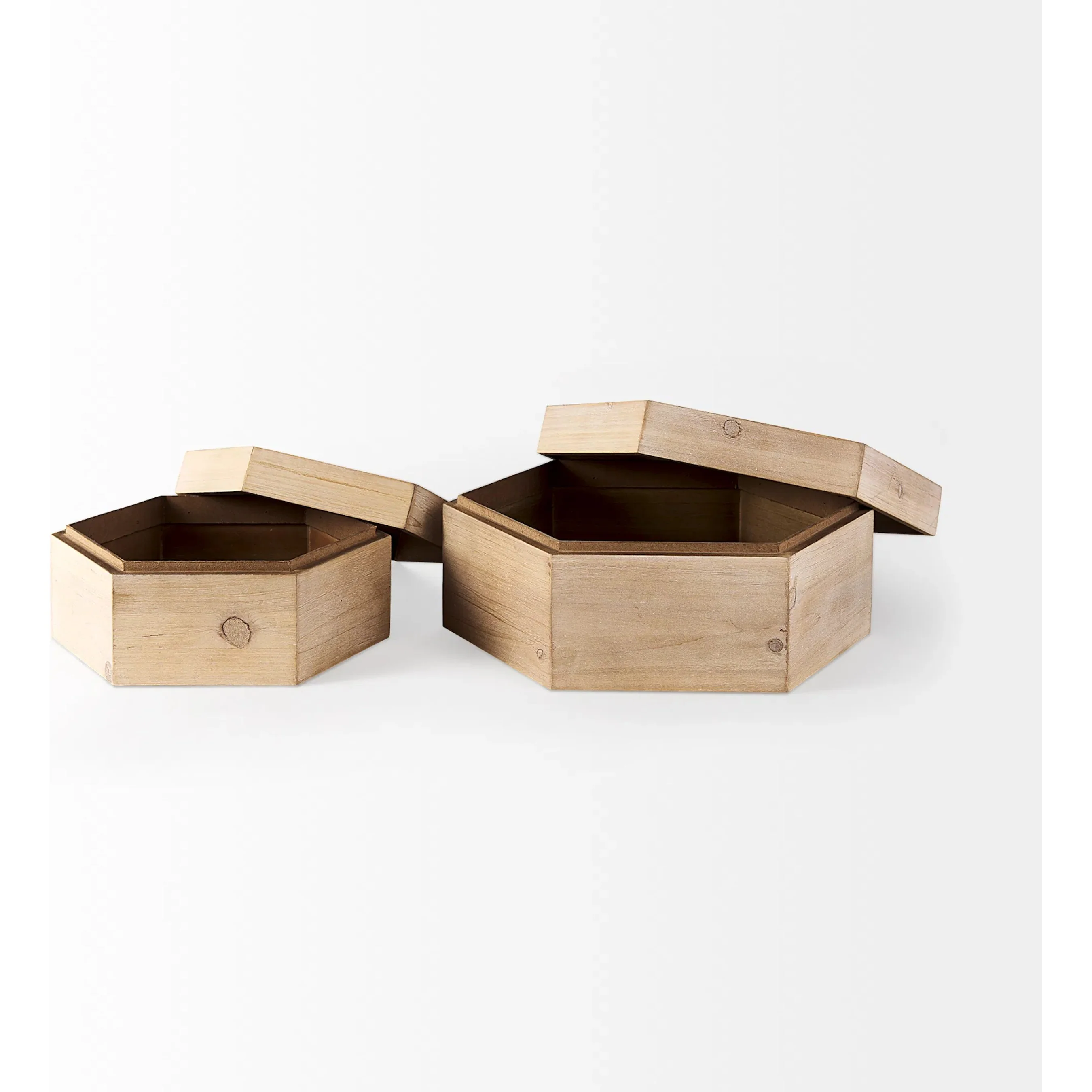 Elyse Wooden Hexagonal Boxes Set of Two - Image 3