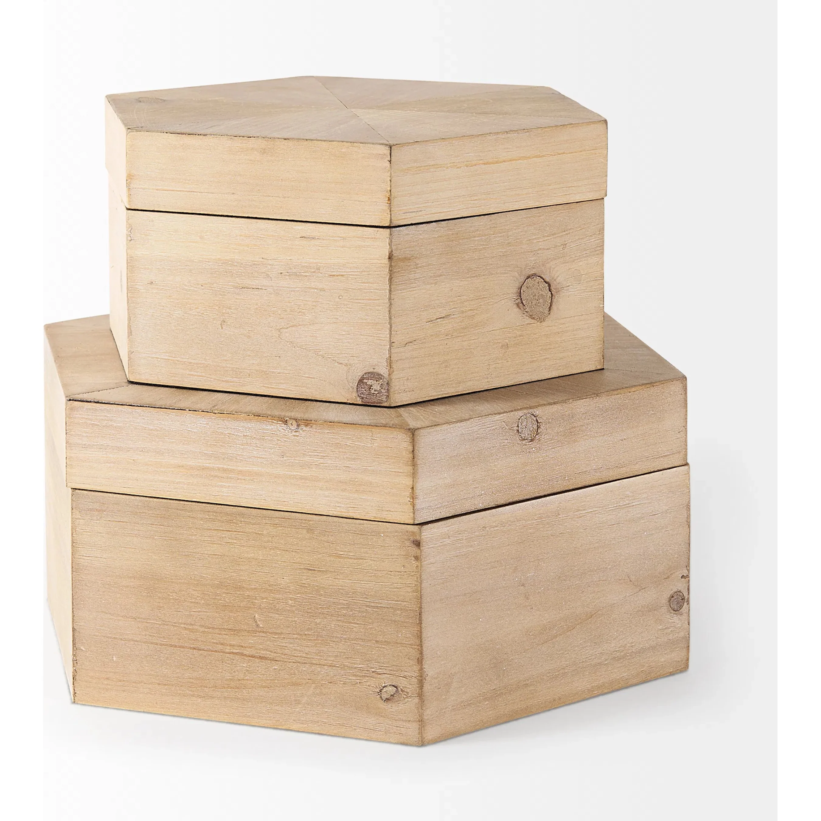 Elyse Wooden Hexagonal Boxes Set of Two - Image 4