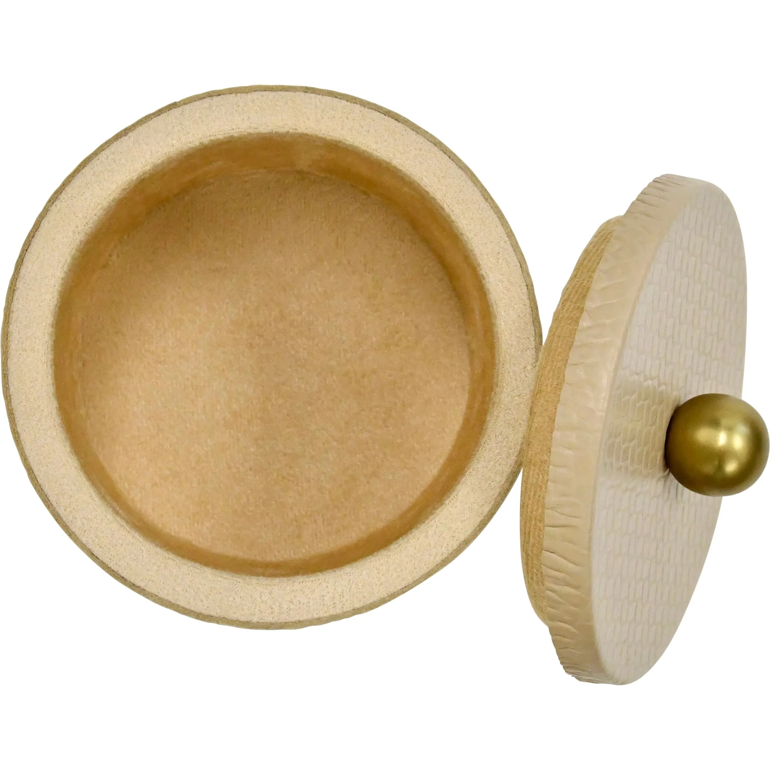 Emma Round Ivory Faux Leather Container - Image 4